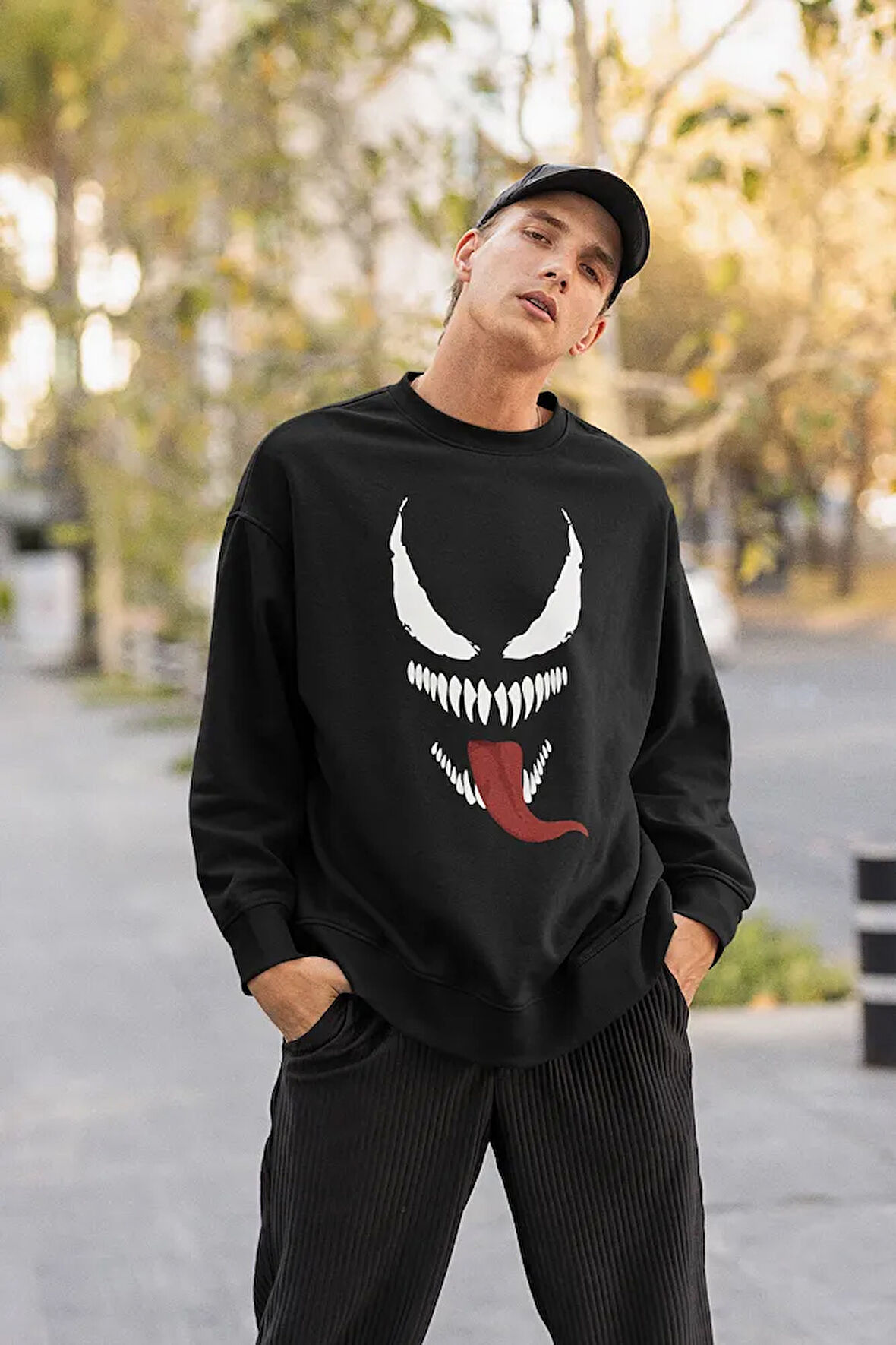 Tasarım Venom Baskılı Unisex Oversize Film Sweatshirt