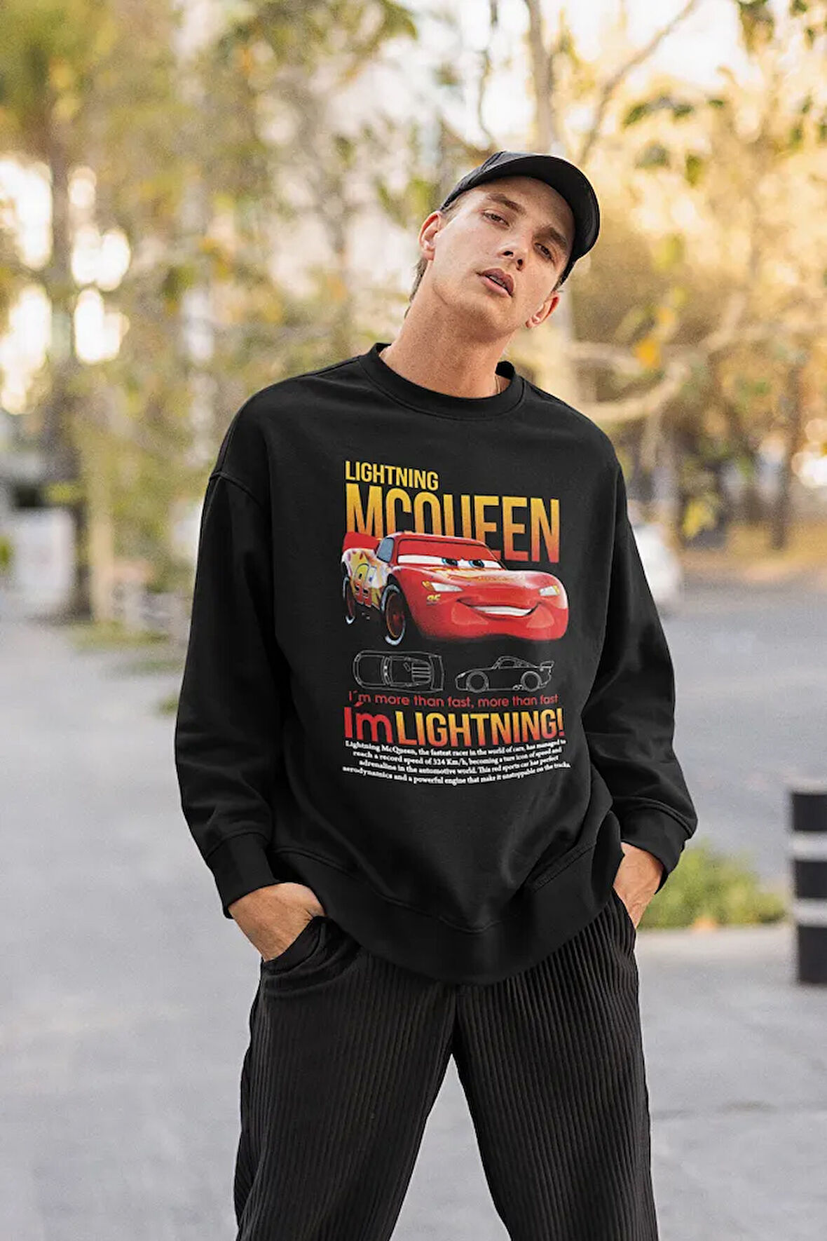 Lightning Mcqueen Baskılı Unisex Oversize Çizgi Film Sweatshirt