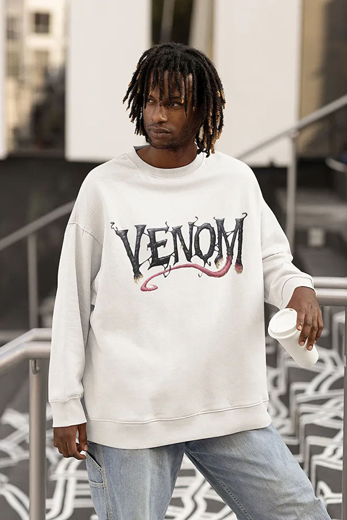 Venom Yazılı Unisex Oversize Tasarım Sweatshirt