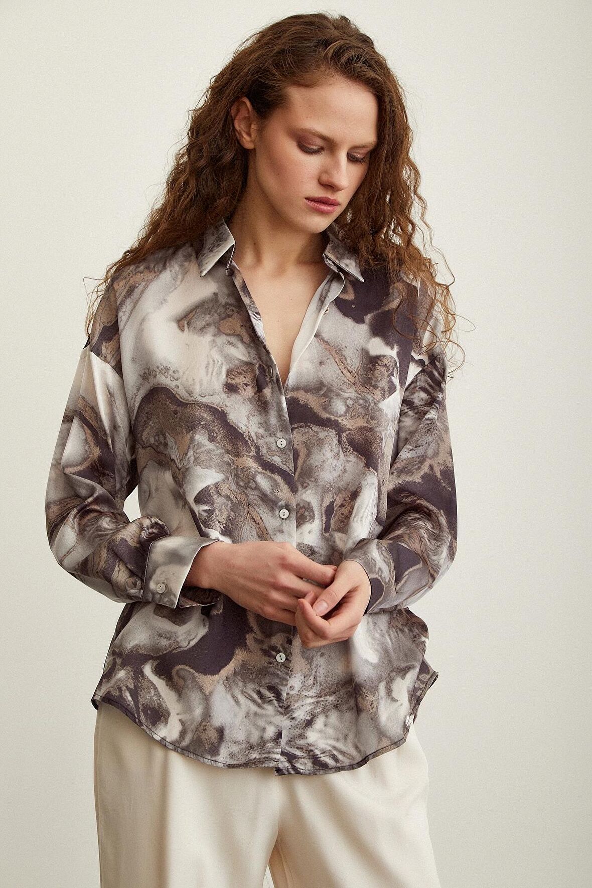 Batik Desen Gömlek Gri