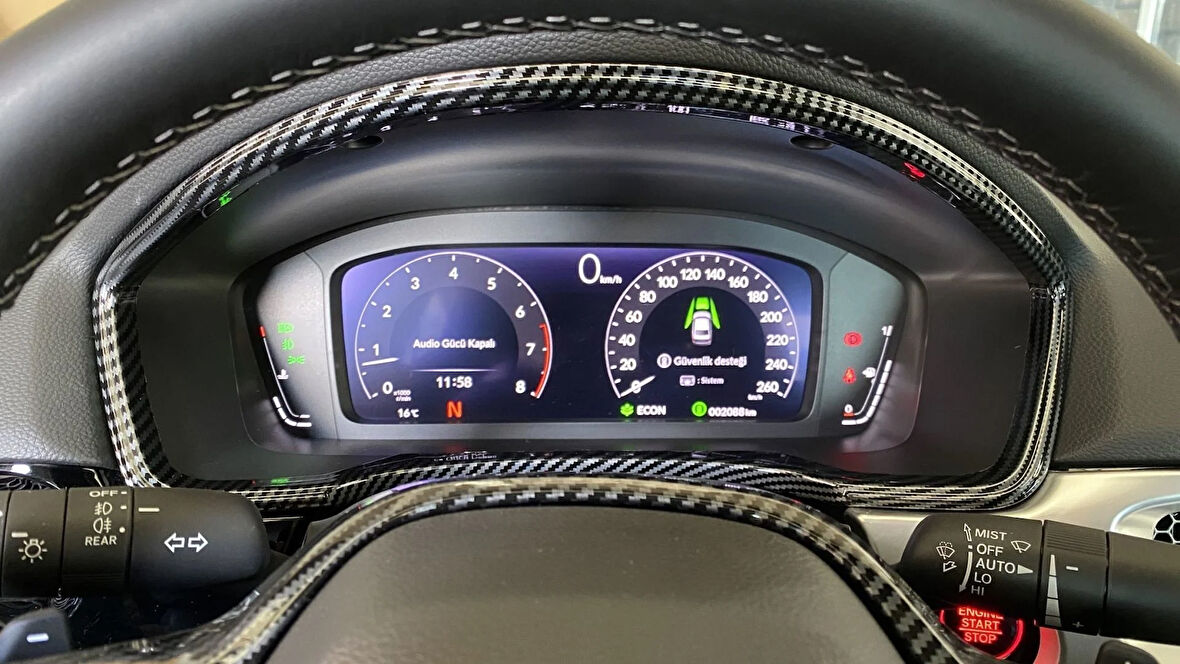Honda  Civic FE1 2022+ Uyumlu  Gösterge Kaplama - Karbon