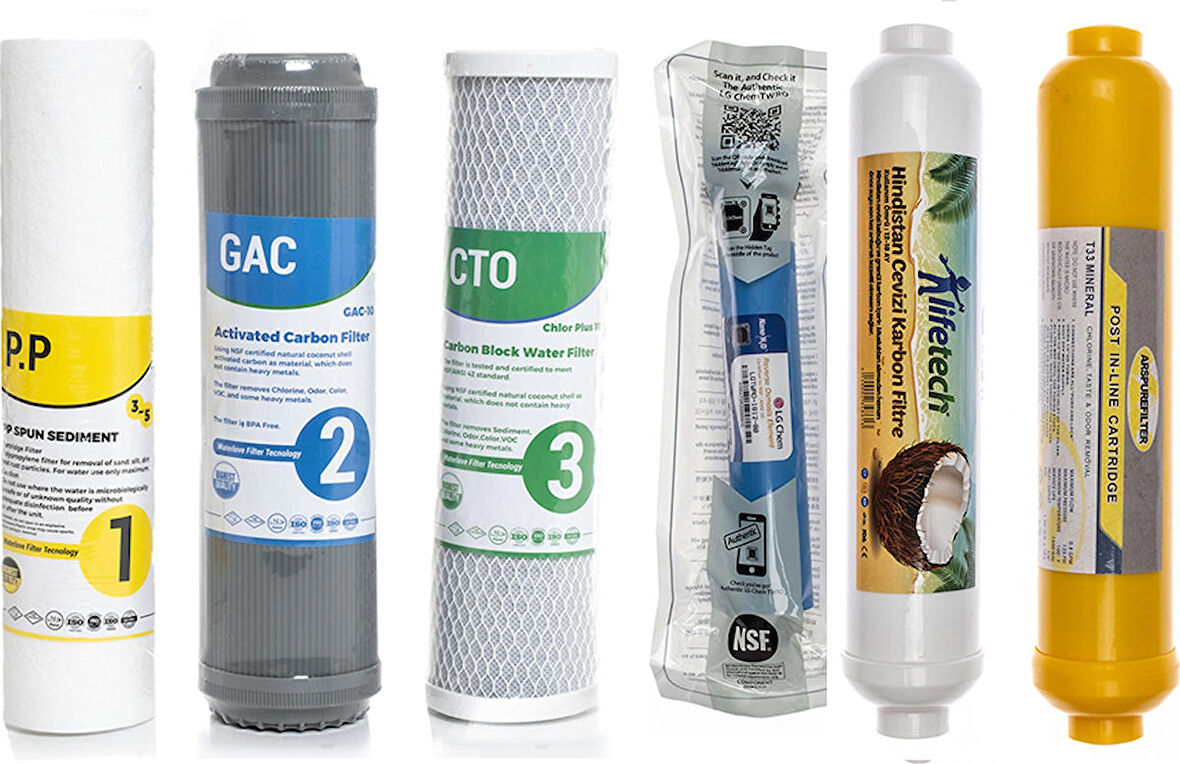 Sulook Su Arıtma Cihazı Çift Karbonlu Açık Kasa 6'lı Filtre Seti, Lg Membranlı