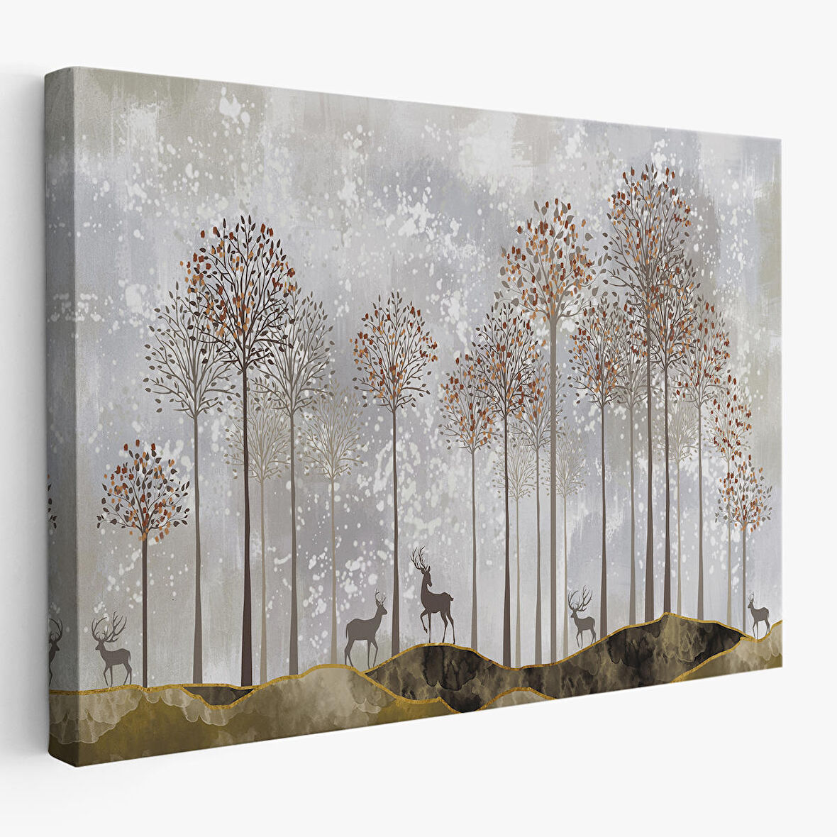 Ormandaki Geyikler Dekoratif Duvar Tablosu-3682
