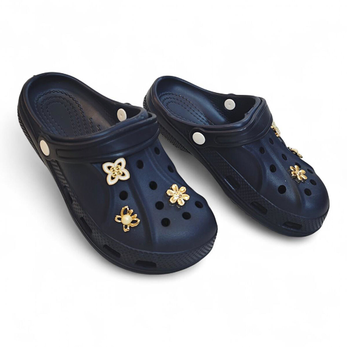 Fiyra 3010 Lacivert Crks Taşlı Havuz Plaj Çizgili Kadın Terlik