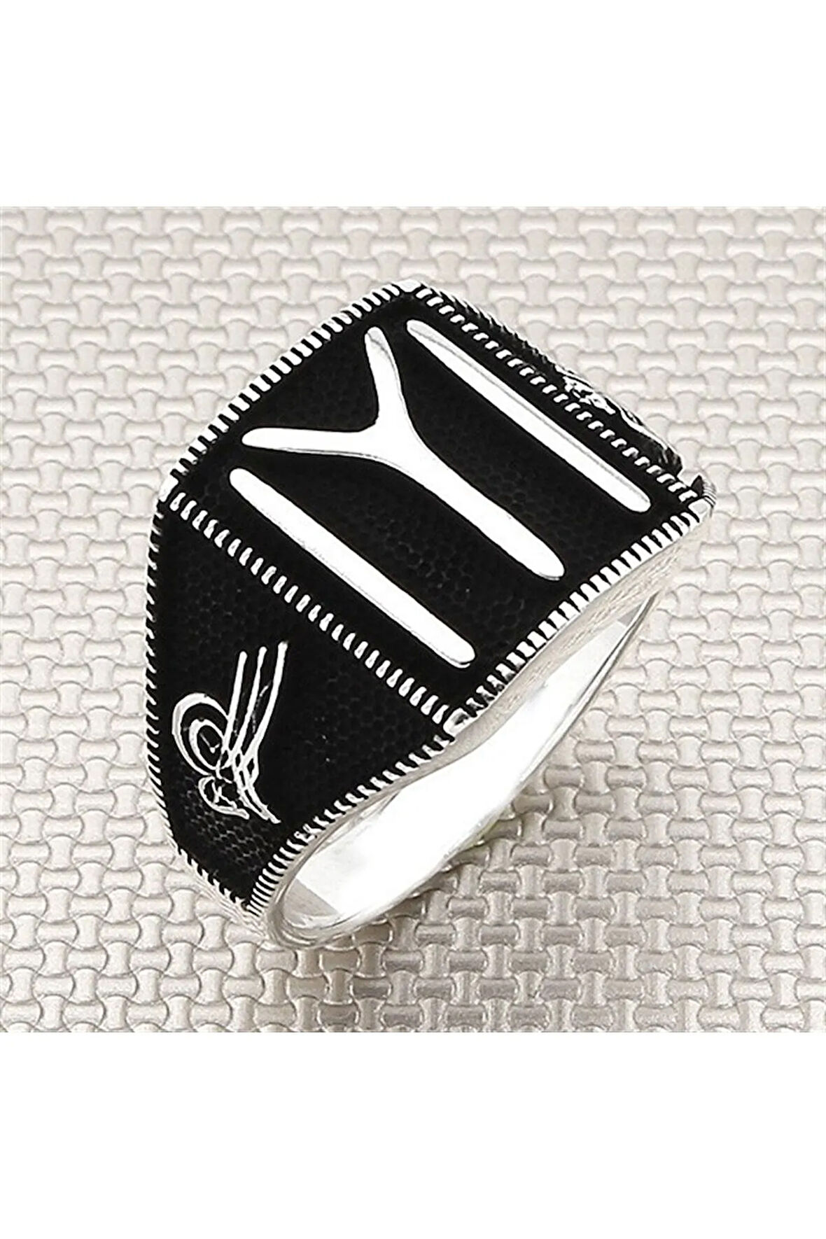 Kayı Boyu Yazılı 925 Ayar Gümüş Erkek Yüzük, IYI Kayı Boyu Yüzük