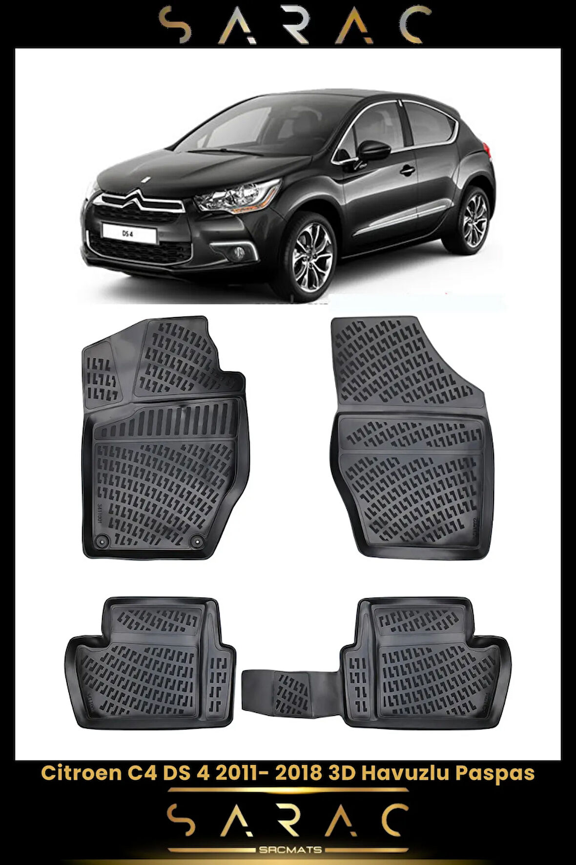 Citroen C4 2015 Model Araca Özel 3d Havuzlu Paspas