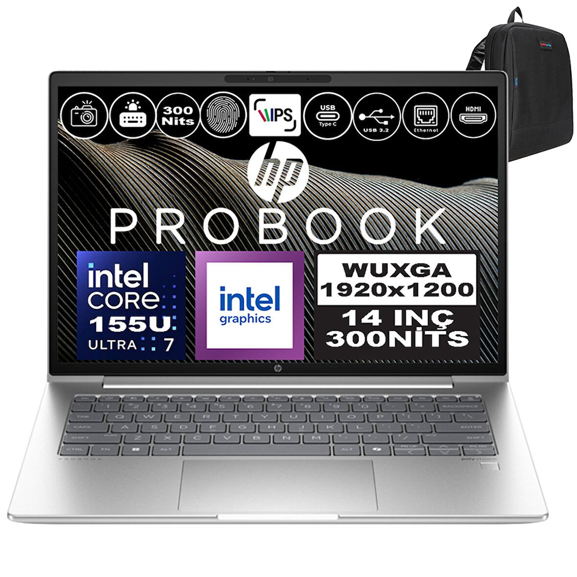 Hp Probook 440 G11 Intel Core Ultra 7 155U Ddr5 24GB 512GB SSD Intel® Aı Boost 14" Wuxga IPS Freedos Taşınabilir Bilgisayar A22YSEAF05 + Zetta Çanta