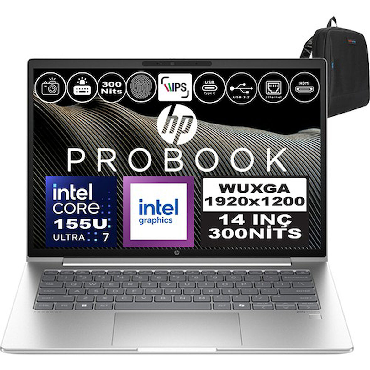 Hp Probook 440 G11 Intel Core Ultra 7 155U Ddr5 32GB 512GB SSD Intel® Aı Boost 14" Wuxga IPS Freedos Taşınabilir Bilgisayar A22YSEAF09 + Zetta Çanta