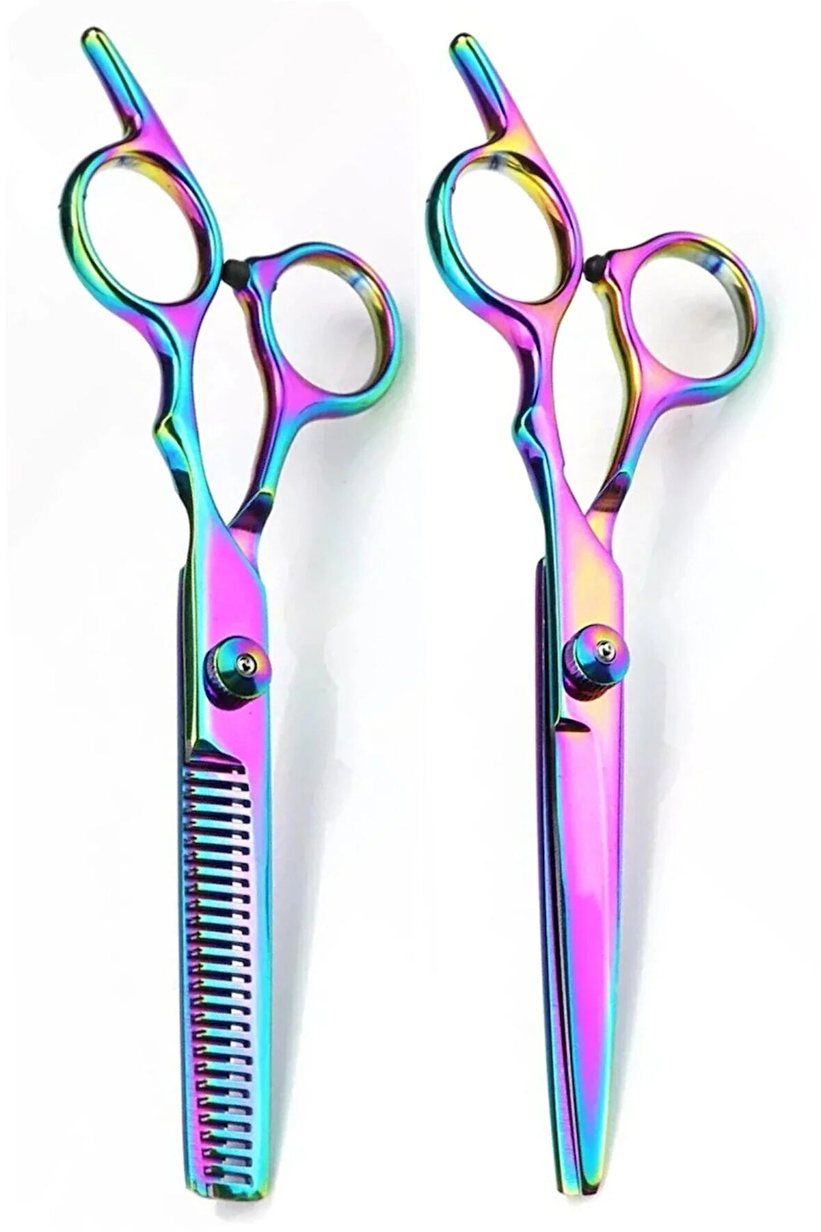 2'li Set Vidalı Kuyruklu Saç Kesme Ve Inceltme Kesim Makası Düz Ve Ara Makas Seti Xlq501