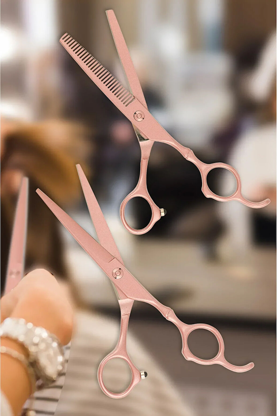 2'li Profesyonel Kuaför Berber Seti Düz Uçlu + Ara Makas 6.5 İnç Saç Kesim Makası Hair Style XLQ504