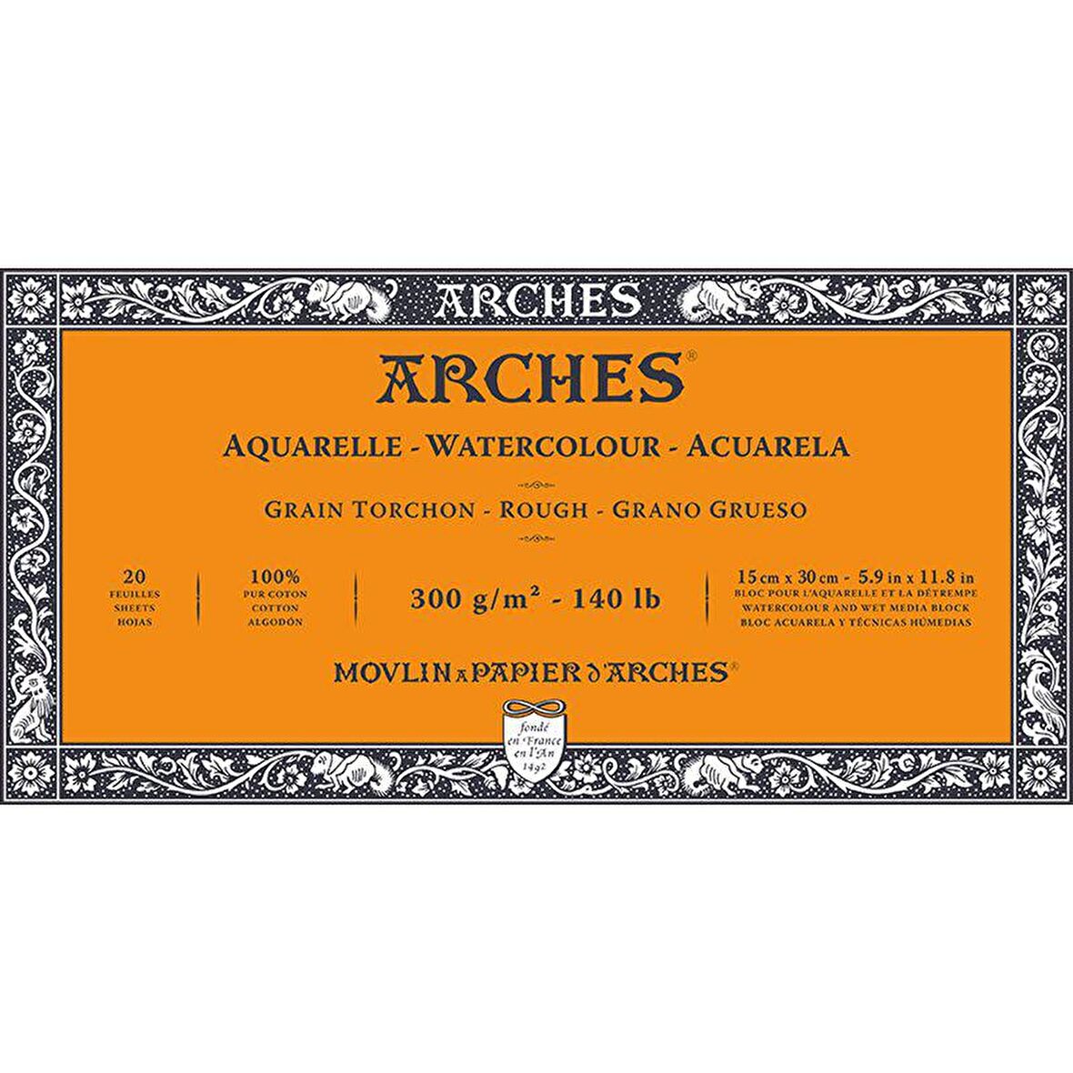 Arches Sulu Boya Blok Defter Rough 300g 20 Yaprak 15x30