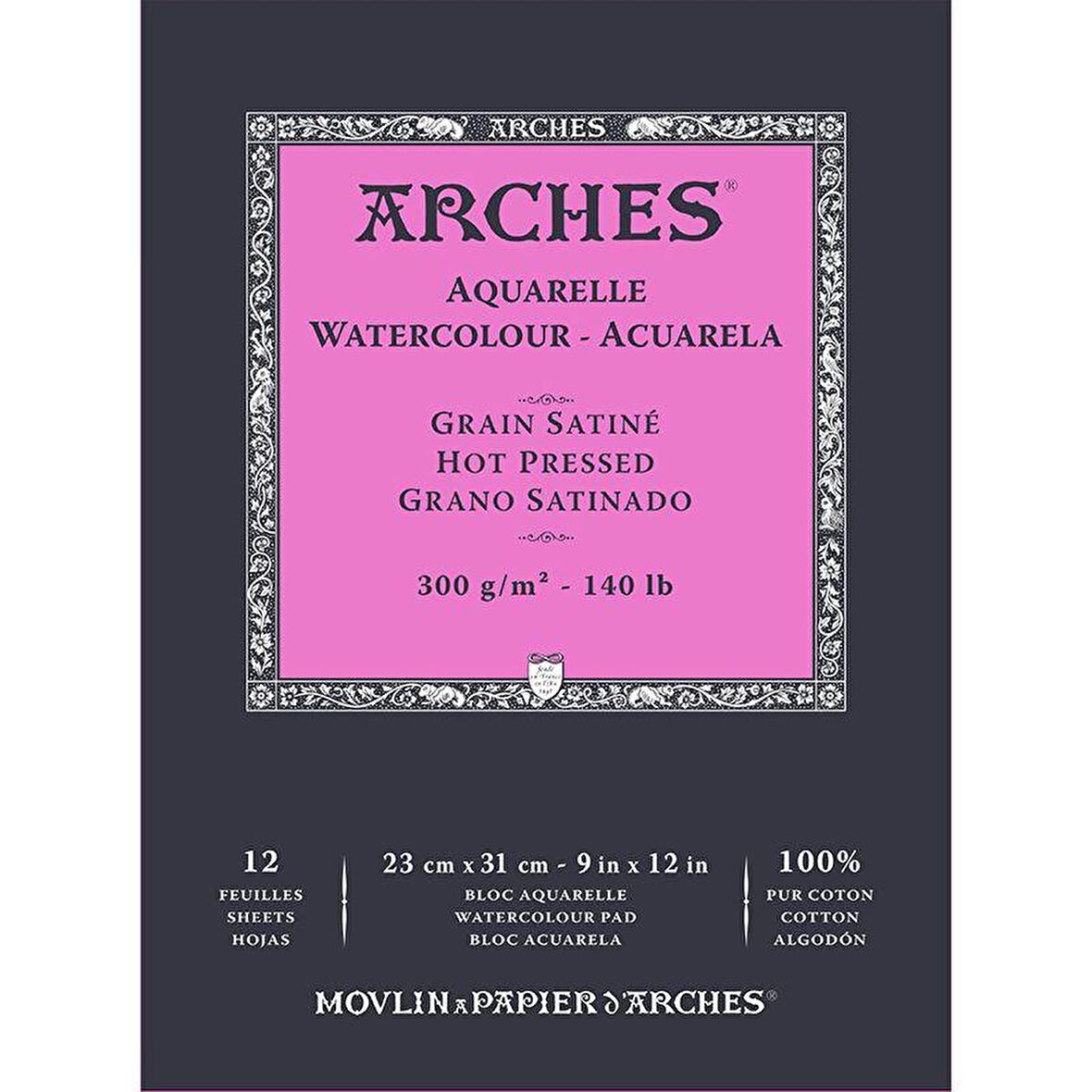 Arches Sulu Boya Blok Defter Hot Pressed 300g 12 Yaprak 23x31