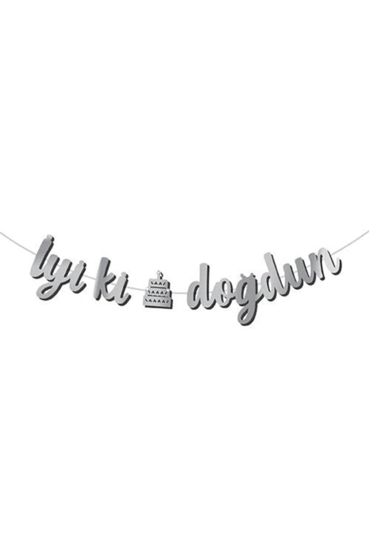 Kaligrafi Banner İyiki Doğdun Gümüş