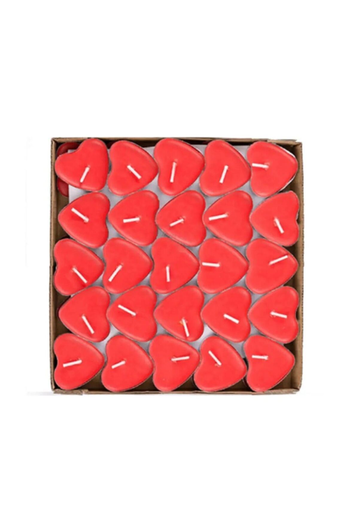 50'li Tealight Mum Kalp Kırmızı-mm043