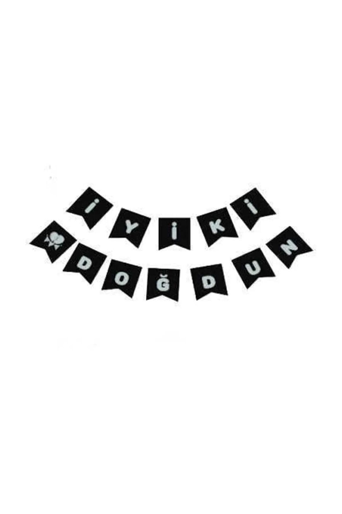 Gümüş Metalik Baskılı İyiki Doğdun Banner Siyah