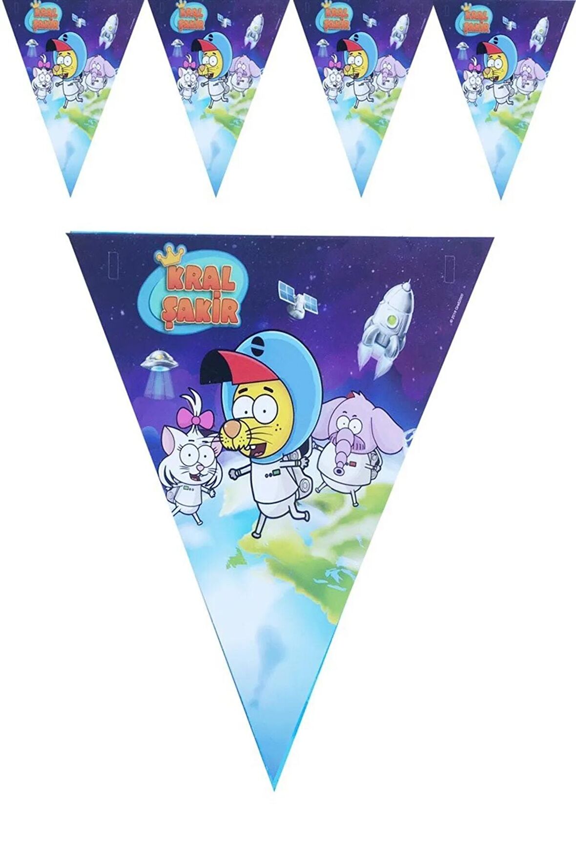 Kral Şakir Uzayda Temalı Flama Üçgen Bayrak Set