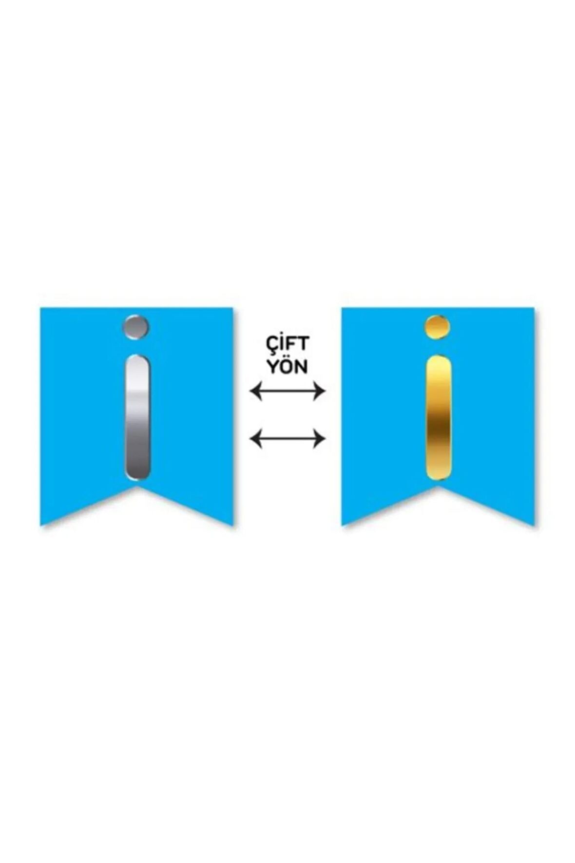 Çift Taraflı Harf Banner Gold/Gümüş Mavi İ