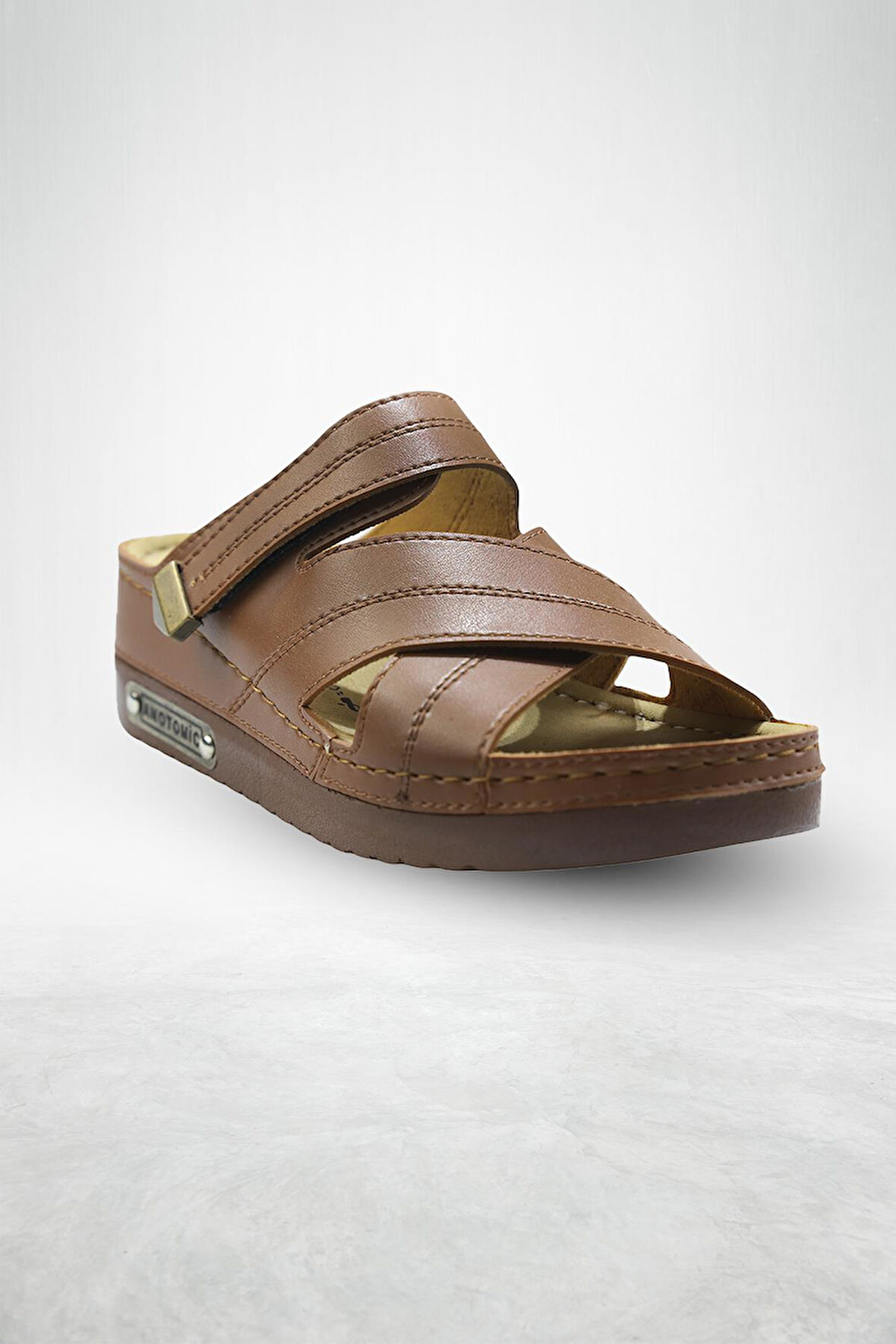 Budi Kadın Şık Konforlu  Günlük Terlik Anatomik Ortopedik Taban Suni Deri Anne Dışarı Ev Terliği