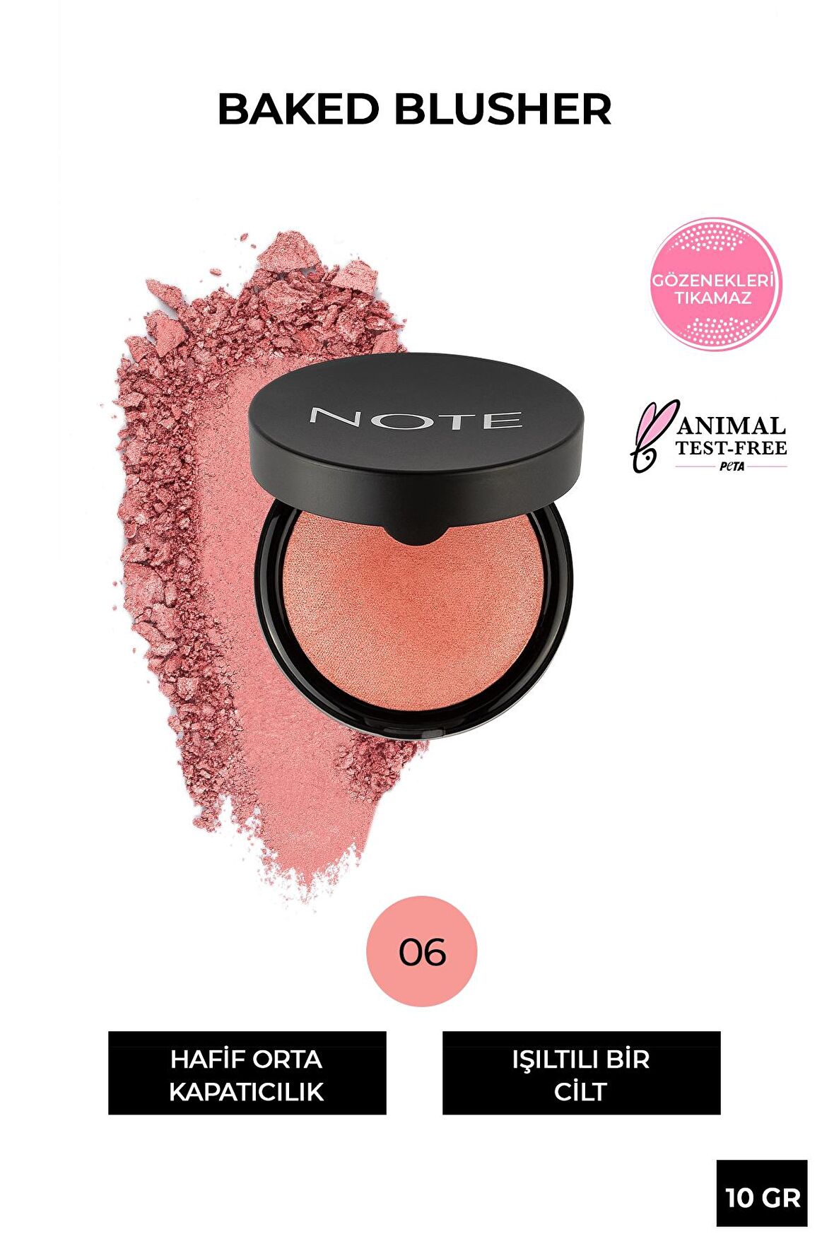 Note Baked Allık Işıltılı Highlighter 06 Hot Rose