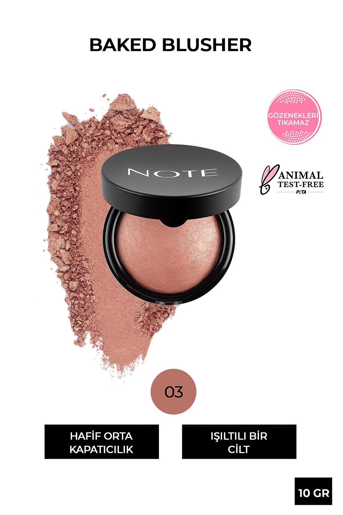 Note Baked Allık Işıltılı Highlighter 03 Oriental Pink