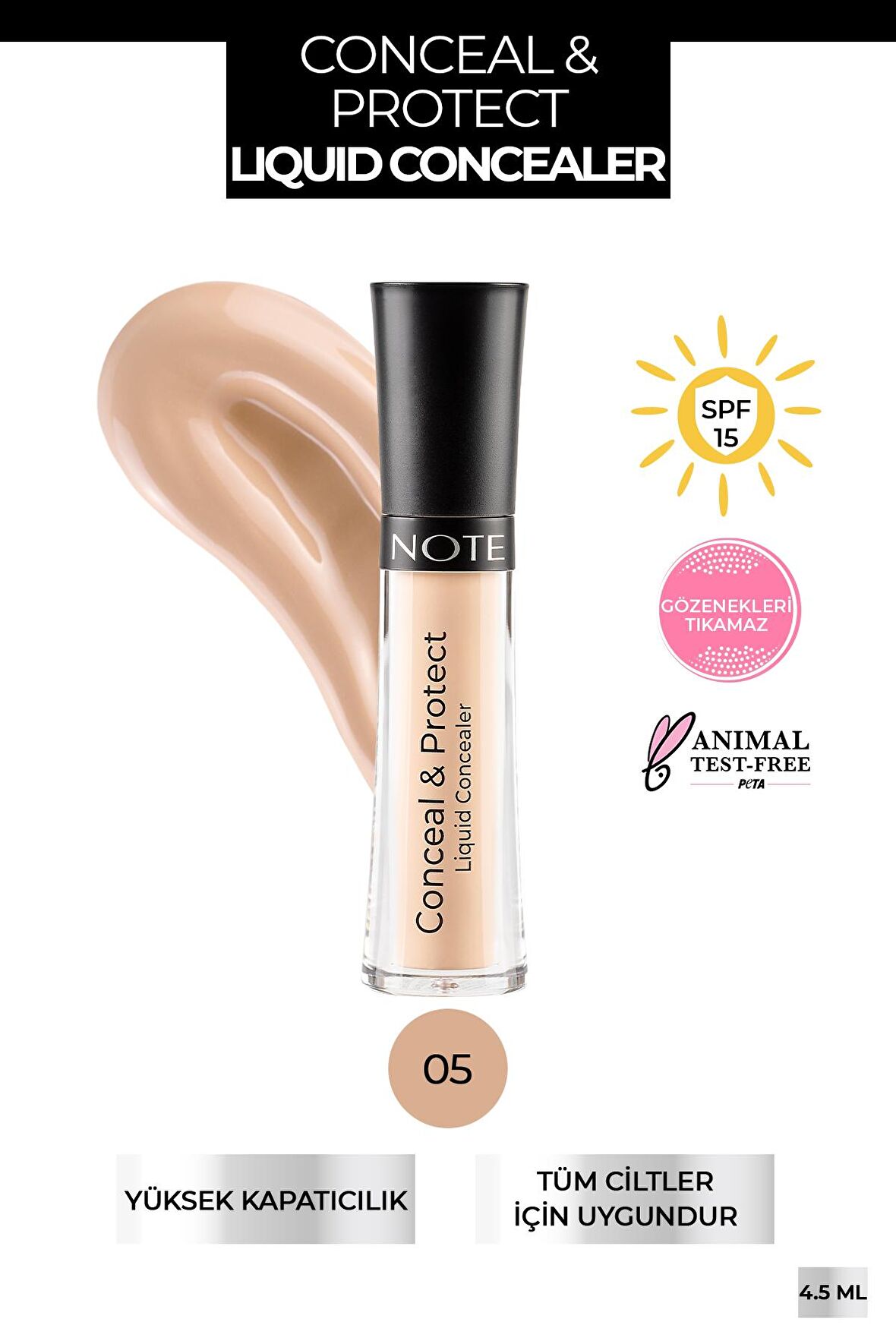 Note Conceal & Protect Likit Concealer Göz Altı Kapatıcısı 05