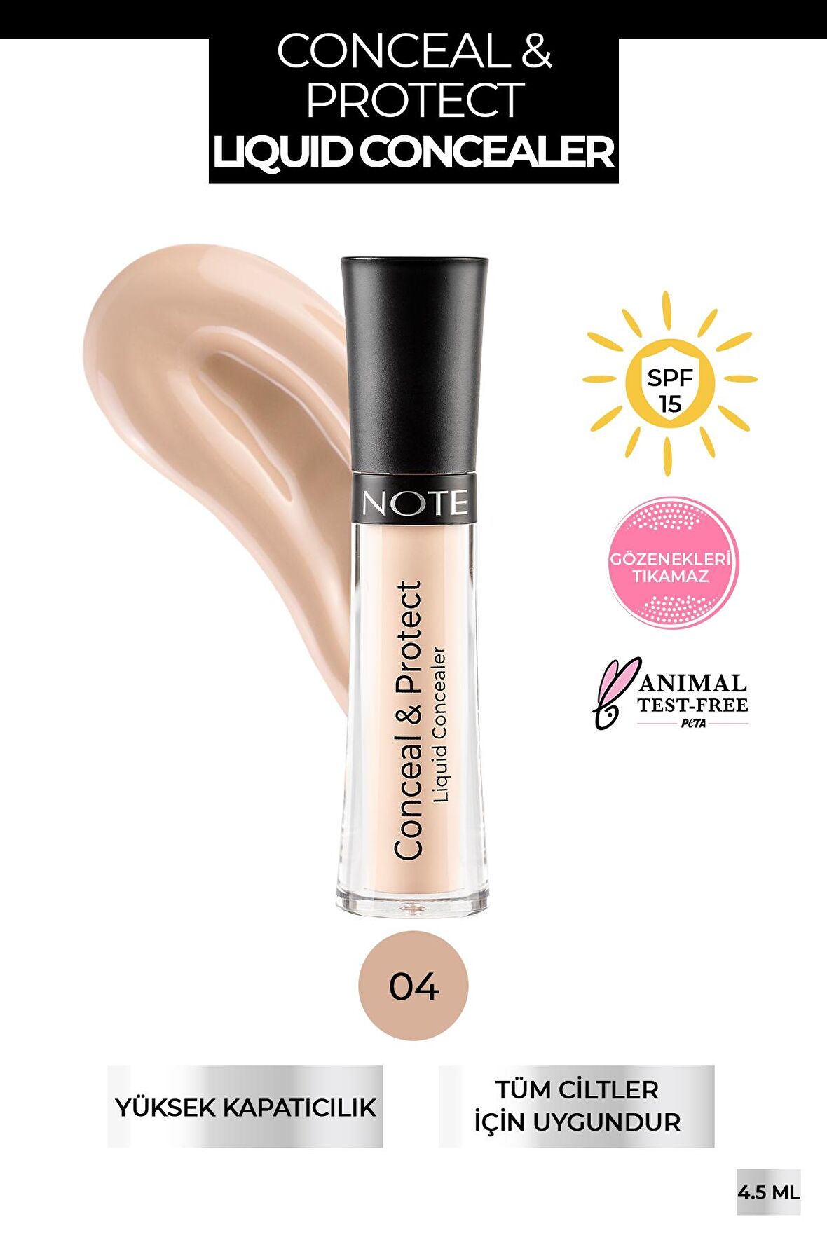 Note Conceal & Protect Likit Concealer Göz Altı Kapatıcısı 04