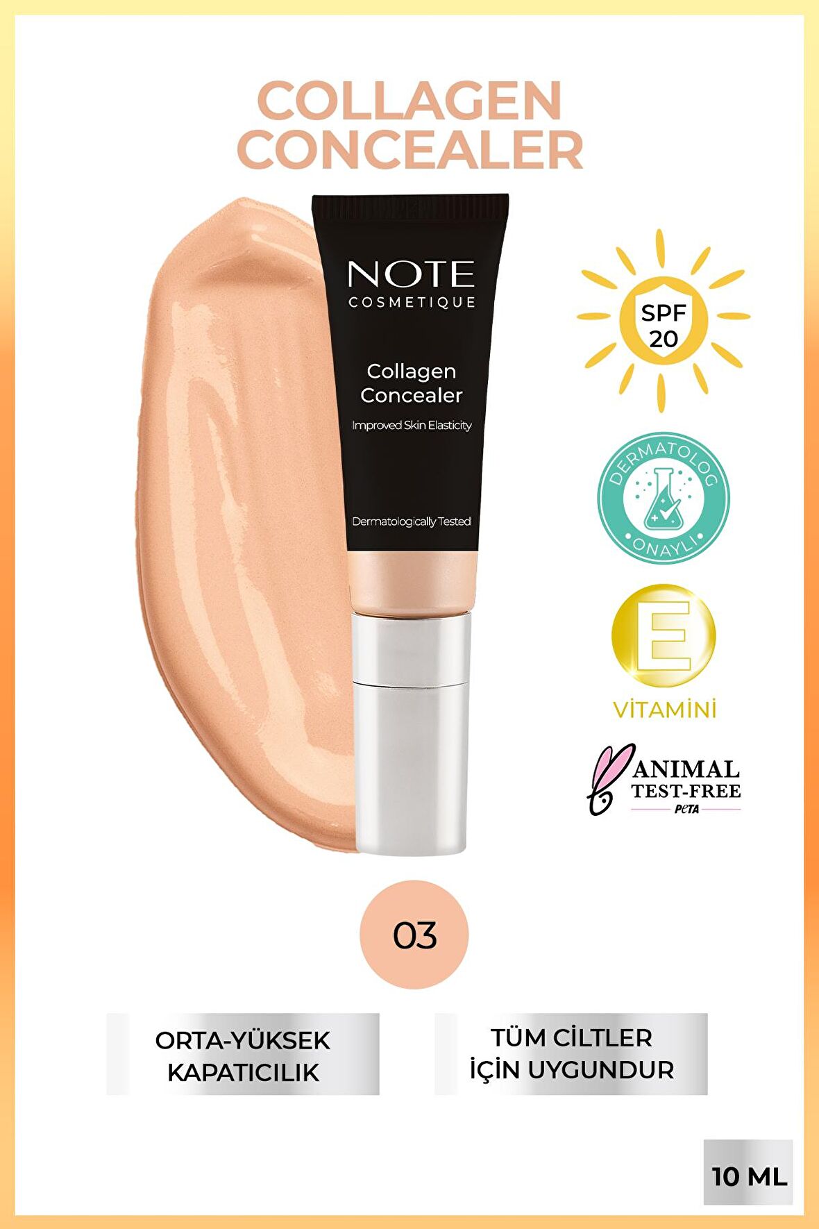 Note Collagen Concealer Kolajen İçerikli SPF 20 Göz Altı Kapatıcısı 03