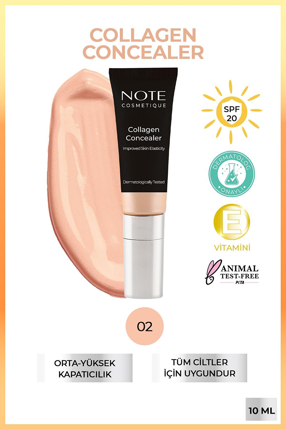 Note Collagen Concealer Kolajen İçerikli SPF 20 Göz Altı Kapatıcısı 02