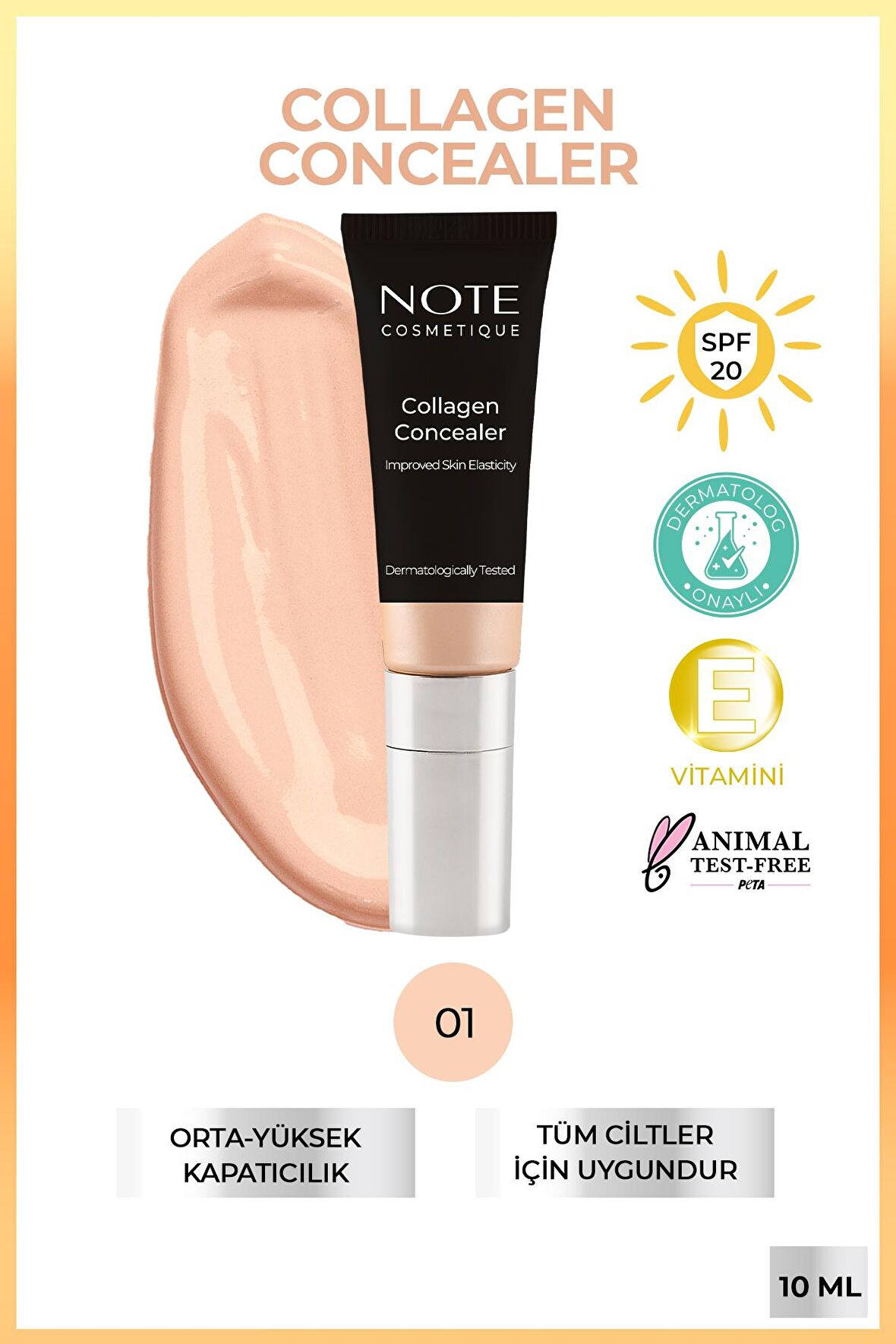 Note Collagen Concealer Kolajen İçerikli SPF 20 Göz Altı Kapatıcısı 01