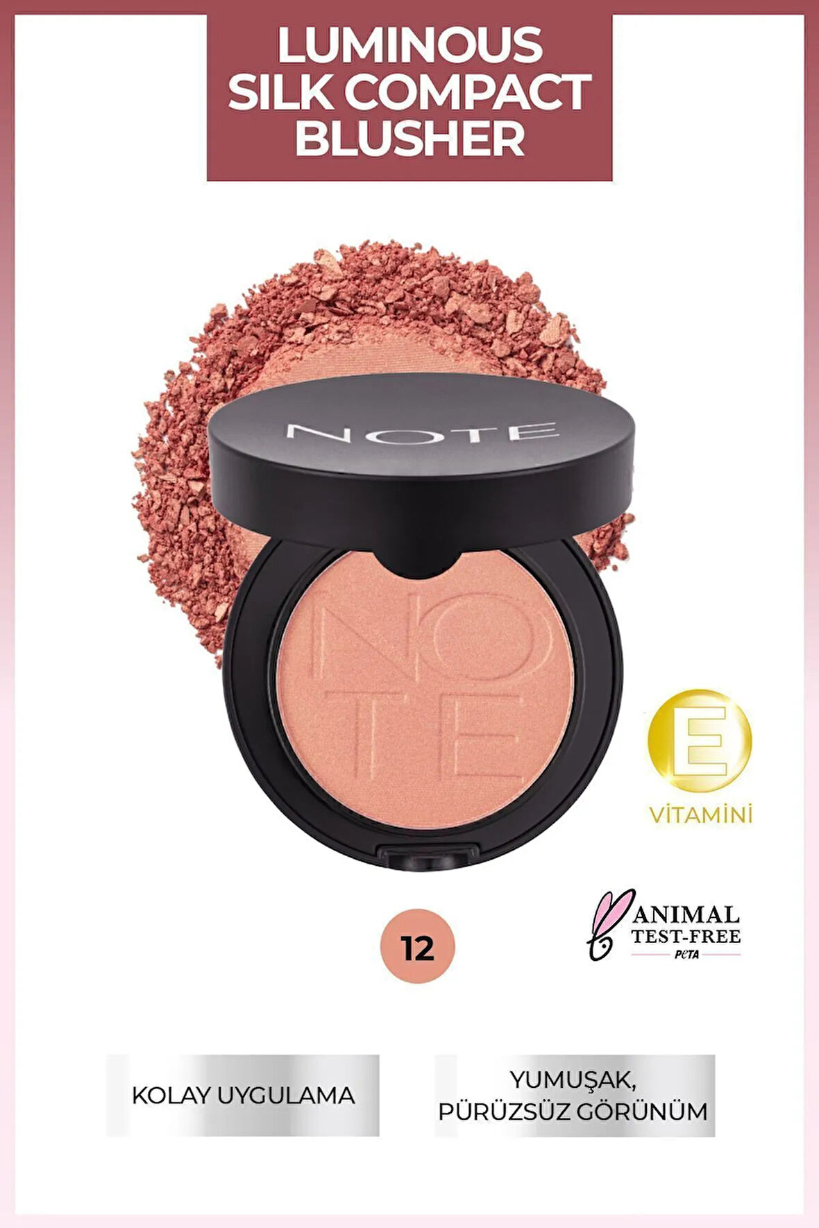 NOTE Luminous Silk Compact Allık 12 Rosy Glow