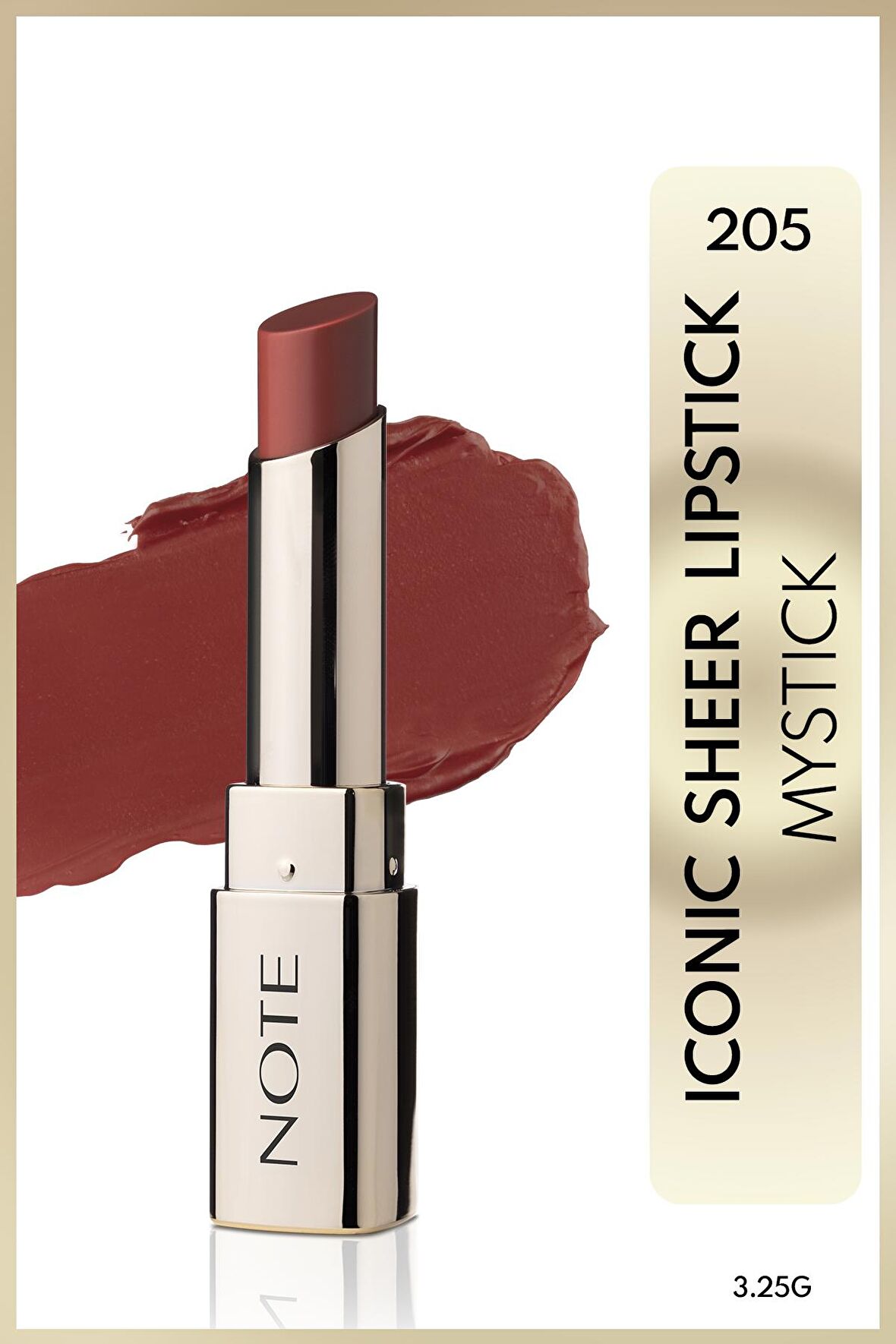 Note Iconic Sheer Lipstick Nemlendirici Parlak Ruj 205 Mystick - Nude