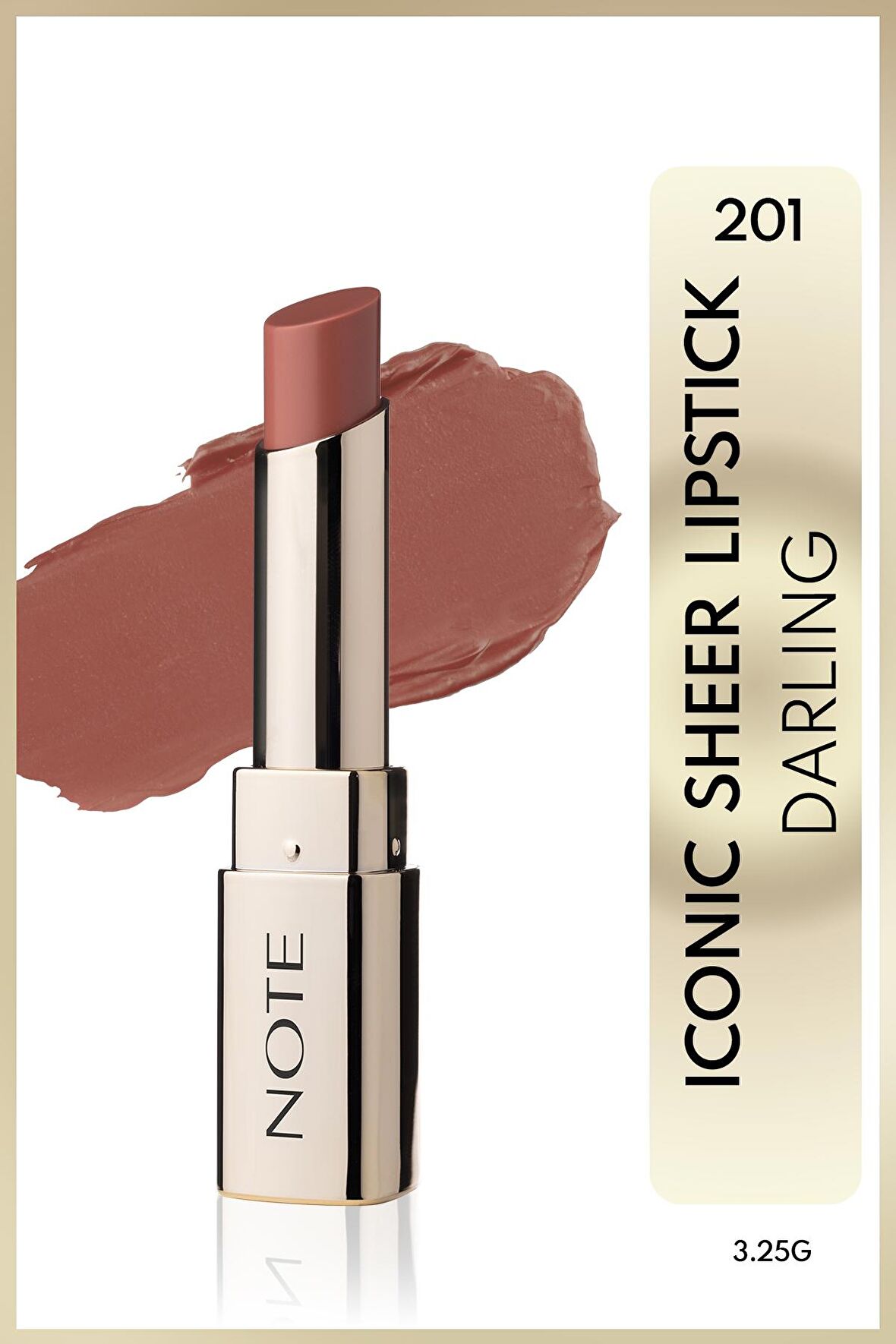 Note Iconic Sheer Lipstick Nemlendirici Parlak Ruj 201 Darling - Nude