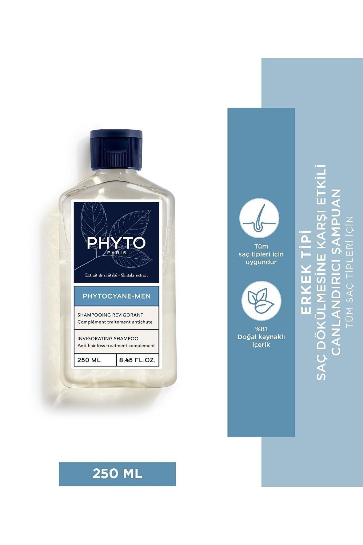 Phytocyane Men Invigorating Shampoo Erkek Tipi Saç Dökülmesine Karşı Canlandırıcı Şampuan 250Ml