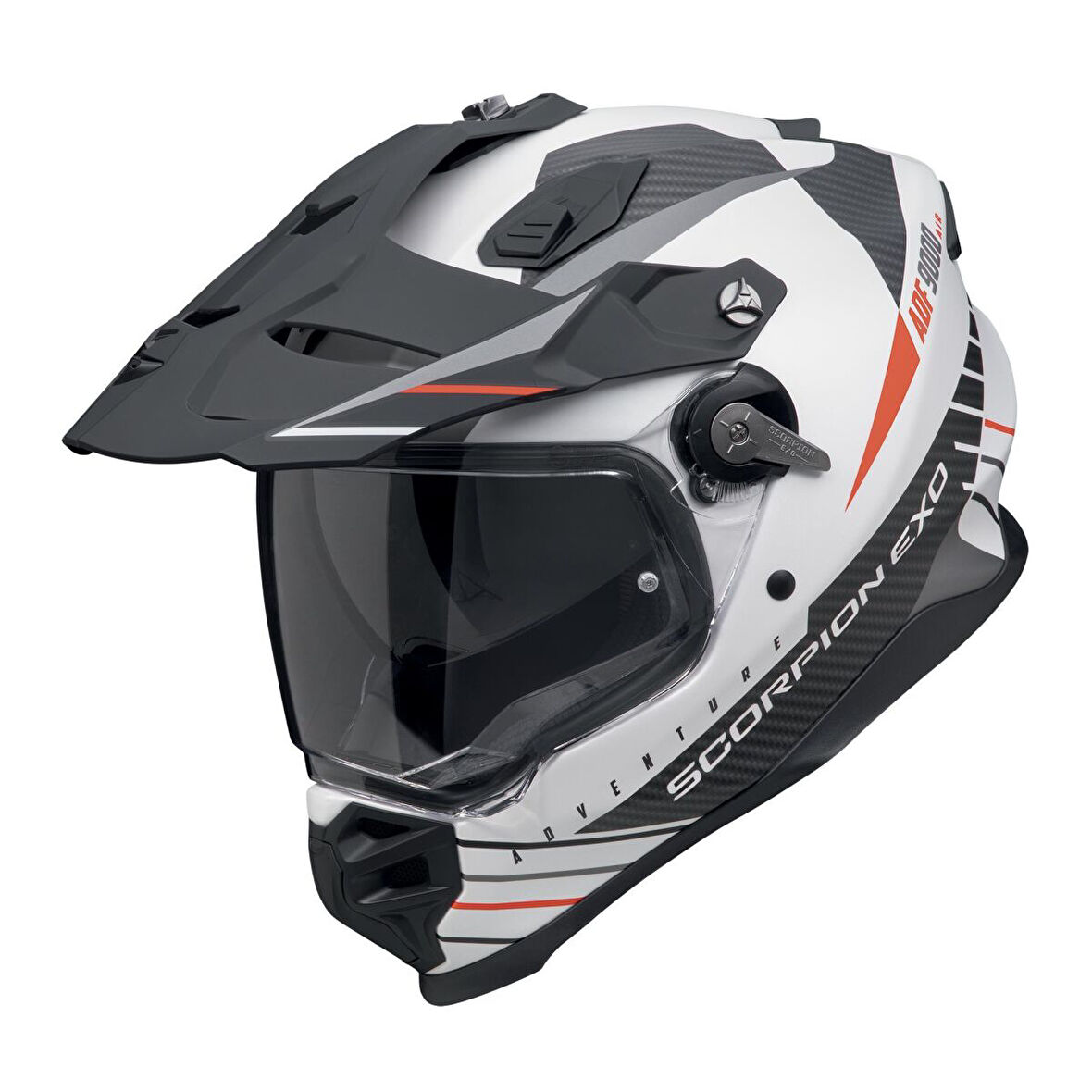 Scorpion ADF-9000 Air FEAT Kapalı Motosiklet Kaskı Mat Beyaz  Siyah  Kırmızı