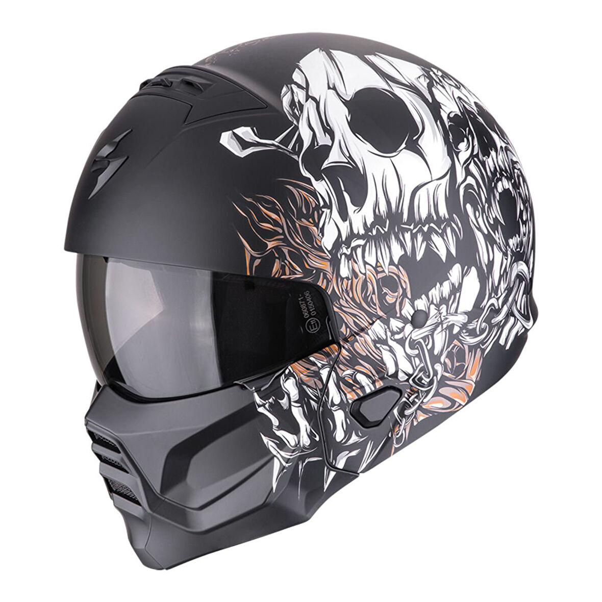 Scorpion EXO COMBAT 2 Genesis Modüler Motosiklet Kaskı Mat Siyah  Beyaz  Altın