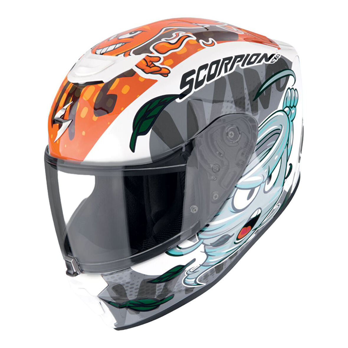 Scorpion EXO-JNR Air THE4ELEMENTS Kapalı Çocuk Motosiklet Kaskı Beyaz  Mavi  Turuncu