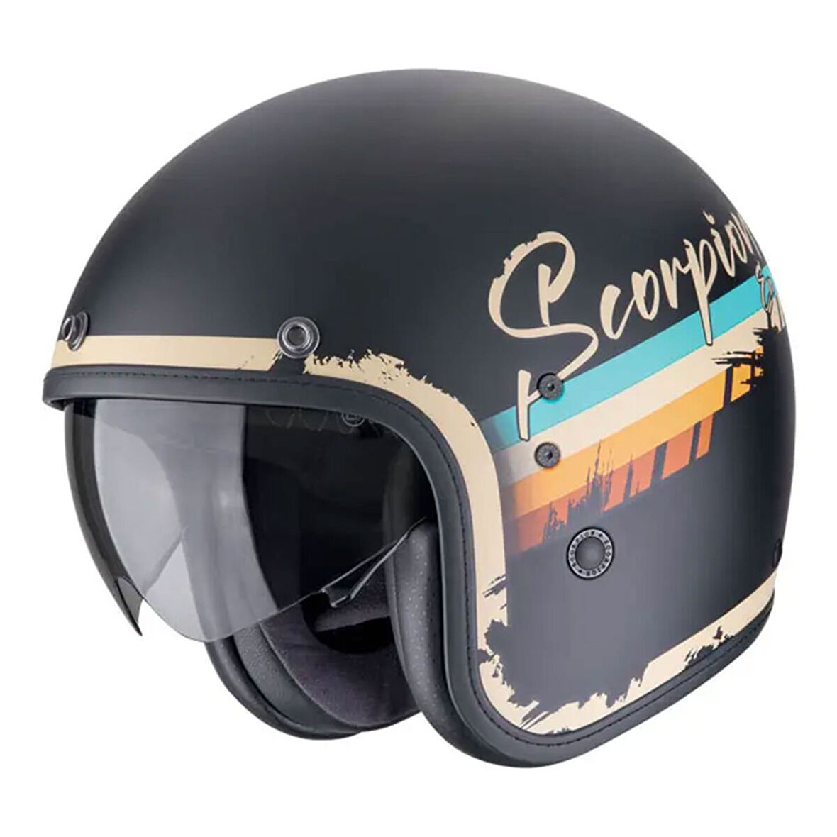 Scorpion Belfast Evo Adonis Açık Motosiklet Kaskı Mat Siyah  Bej