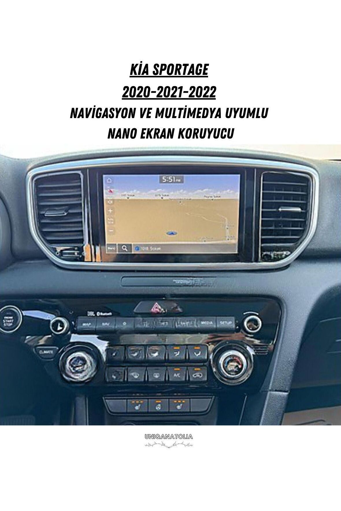Kia Sportage 2020 2021 2022 Uyumlu 8 inç  Navigasyon ve Multimedya Nano Ekran Koruyucu