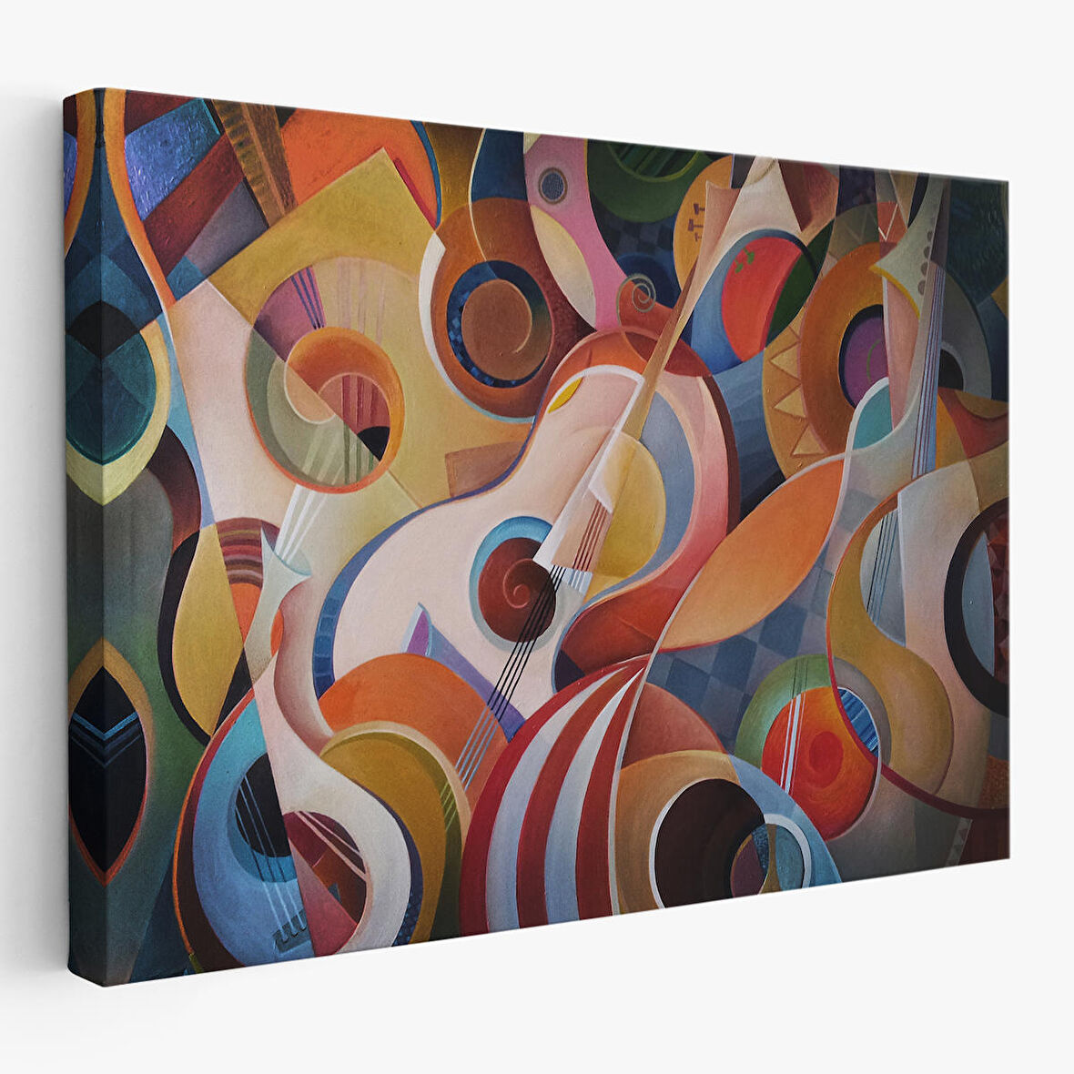Müzik Temalı Soyut Yağlıboya Görünüm Dekoratif Kanvas Tablo-3705