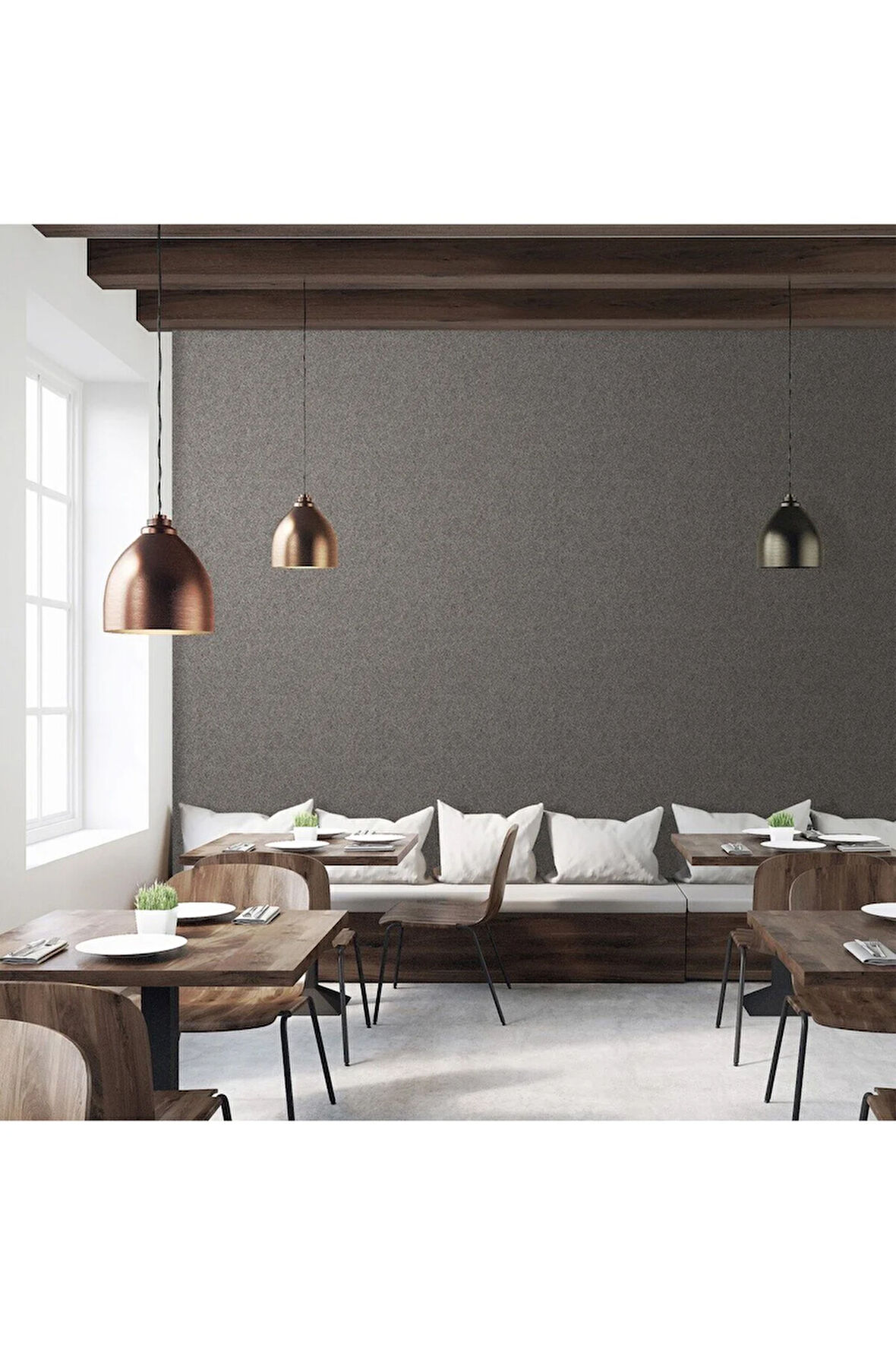 Mika Taşından Esinlenilmiş Sade Dokulu Duvar Kağıdı, Alfa 3713-5, Koyu, Gri, 16,50 M²