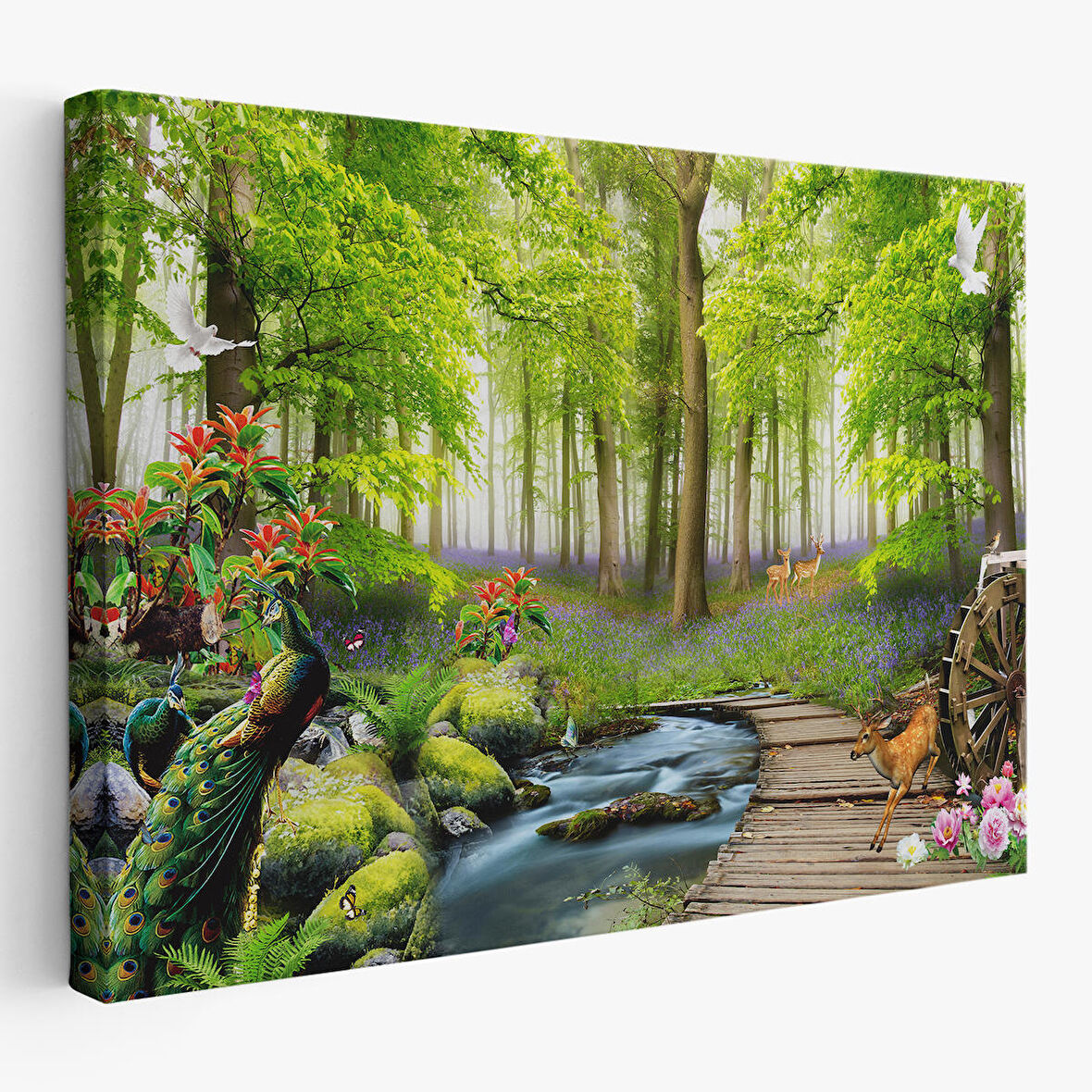 Ormandaki Hayvanlar Dekoratif Kanvas Duvar Tablosu-3713