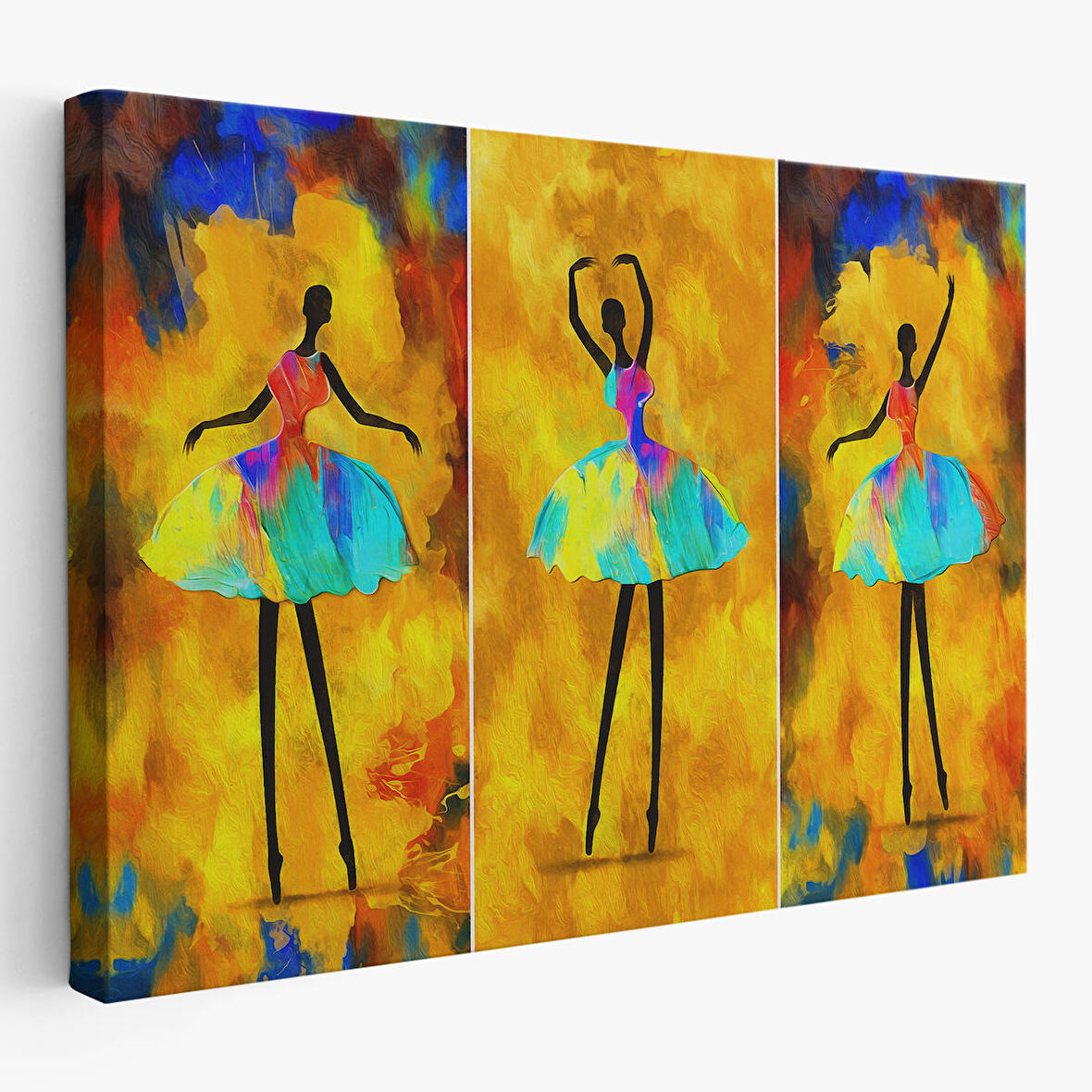 Afrikalı Balerin Kız Yağlıboya Görünüm Dekoratif Kanvas Tablo-3718