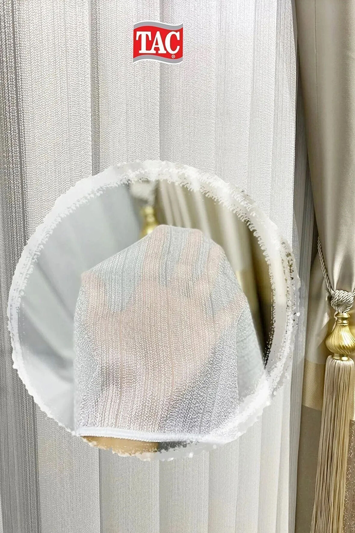 Taç Glamour Ekru Tül Perde Extra Gramajlı 1x3 Sık Pile - Kırışmaz Ütü Gerektirmez