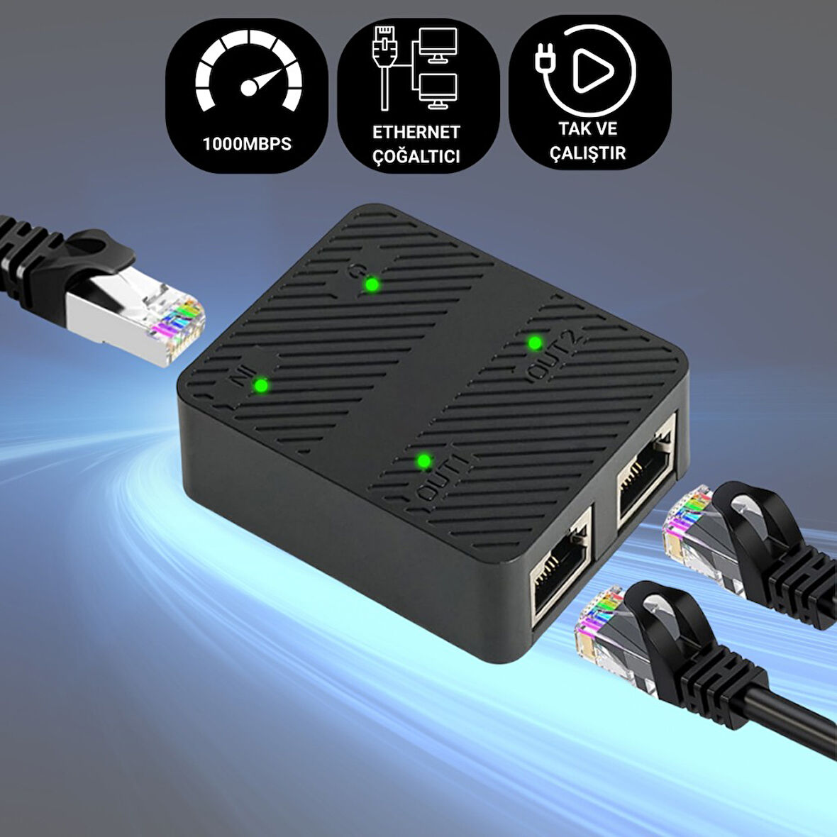 Polham 1000 Mbps Ethernet Çoğaltıcı | Tak ve Çalıştır Ağ Bölücü Adaptör, 1Gbps Ethernet Çoğaltıcı Splitter