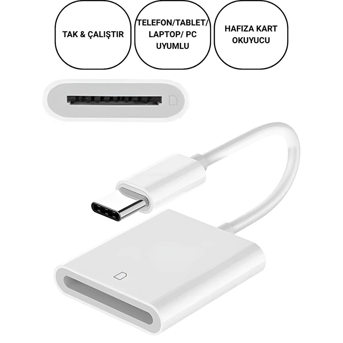 Polham USB-C To SD / Hafıza Kart Okuyucu | Tak & Çalıştır Kamera Kart Dönüştürücü, Telefon, Tablet PC Uyumlu