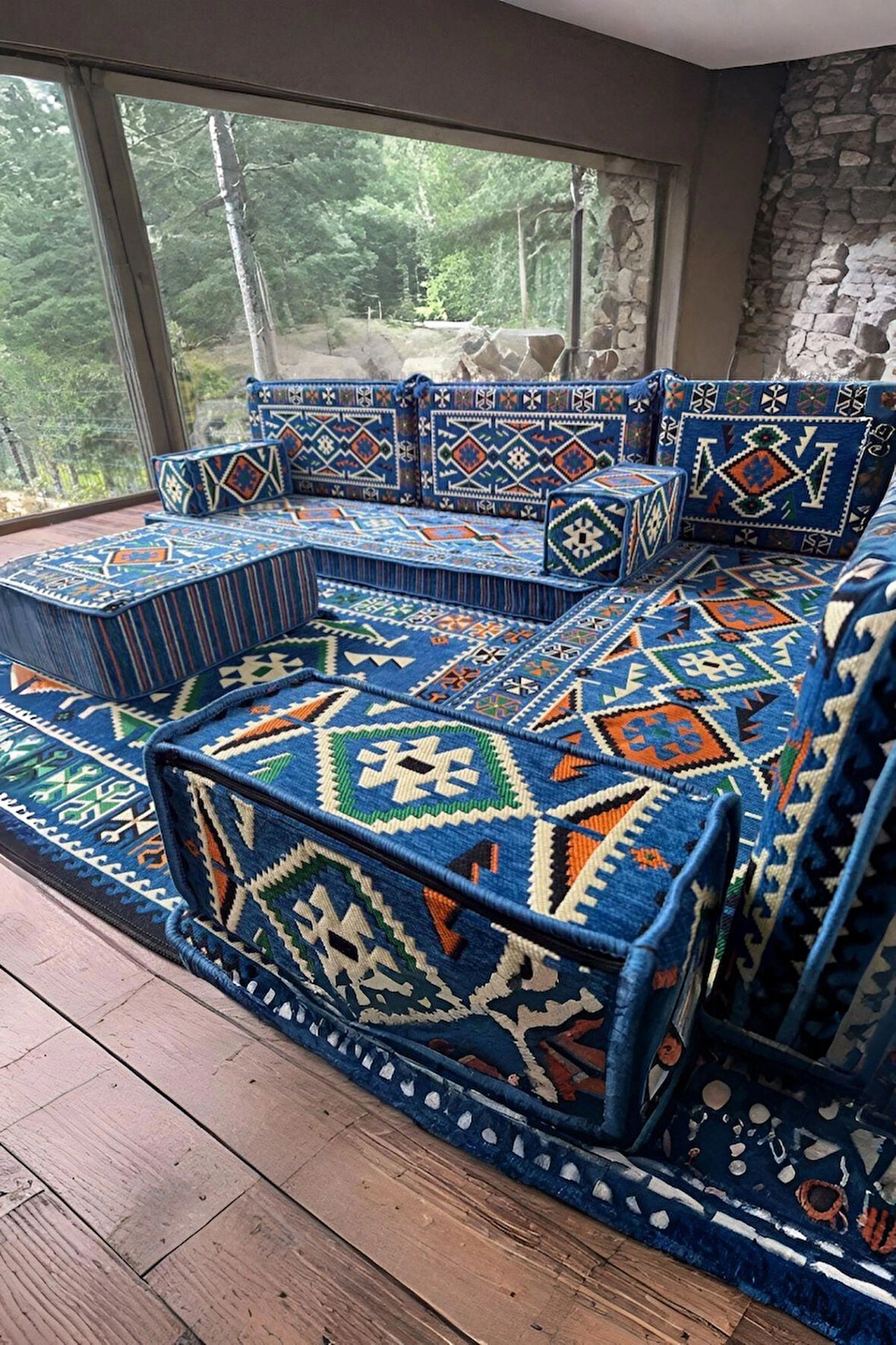 Şark Köşesi Yer Minderi Takımı Otantik Rahat Oturma Minderi Salon Balkon İçin