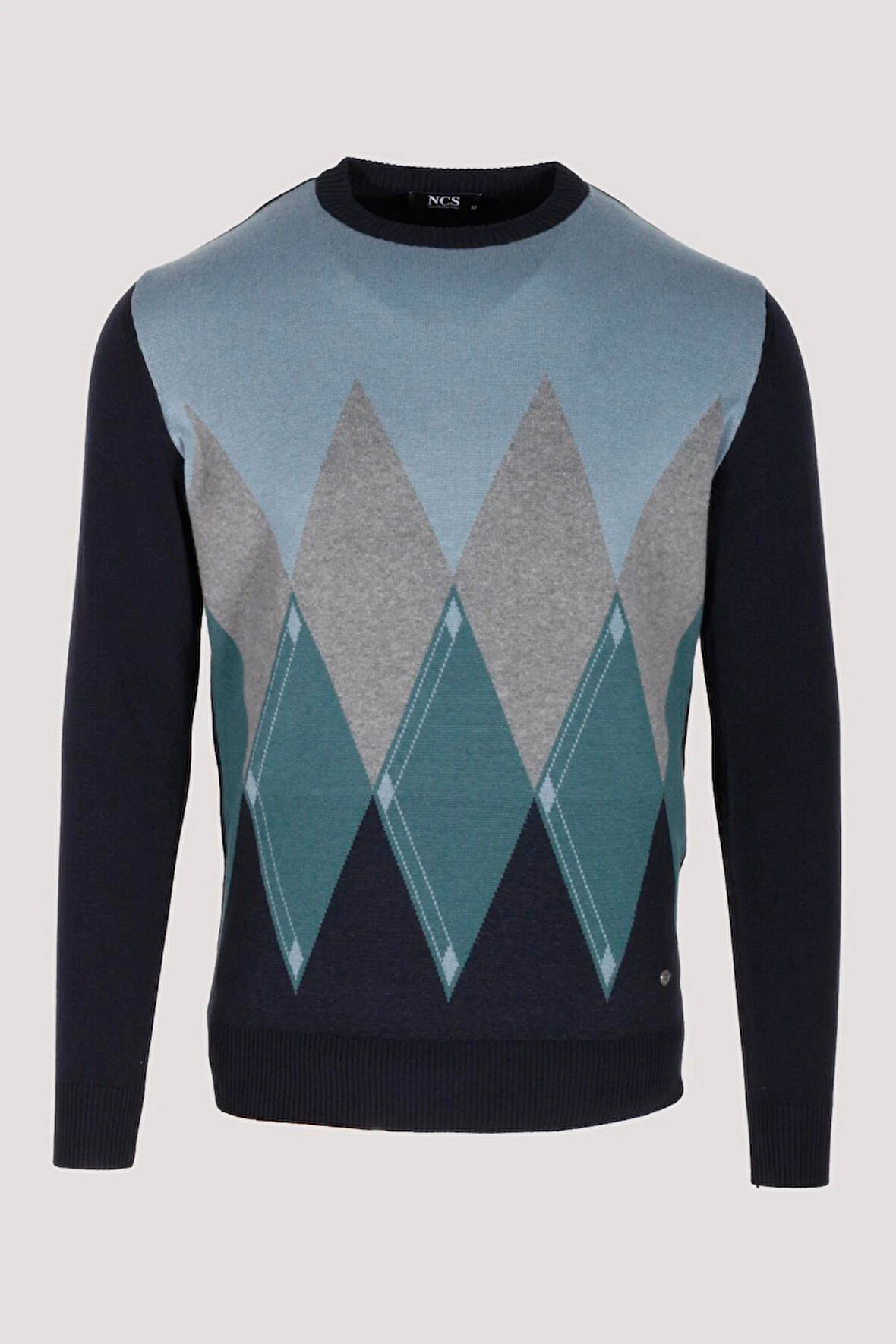 Erkek Triko Lacivert Bisiklet Yaka Baklava Desenli Slim Fit Pamuklu Kazak NCS JEANS 3727