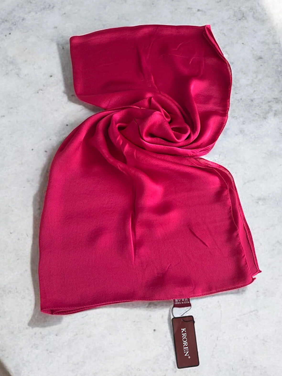 Kroren Jan Jan Fuşya Düz Renk Şal 7301-128