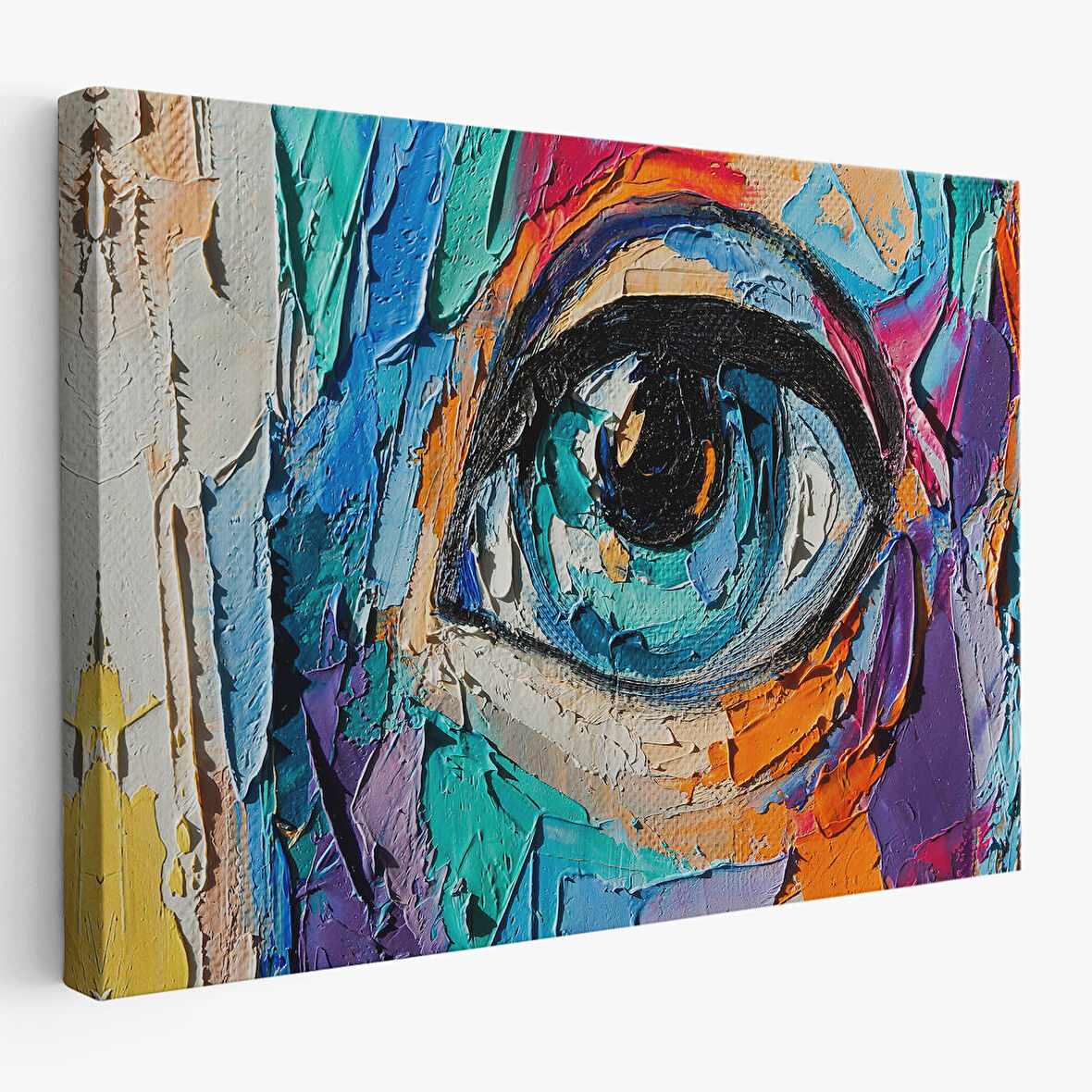 Renkli Kadın Gözü Yağlıboya Görünümlü Duvar Tablosu-3731