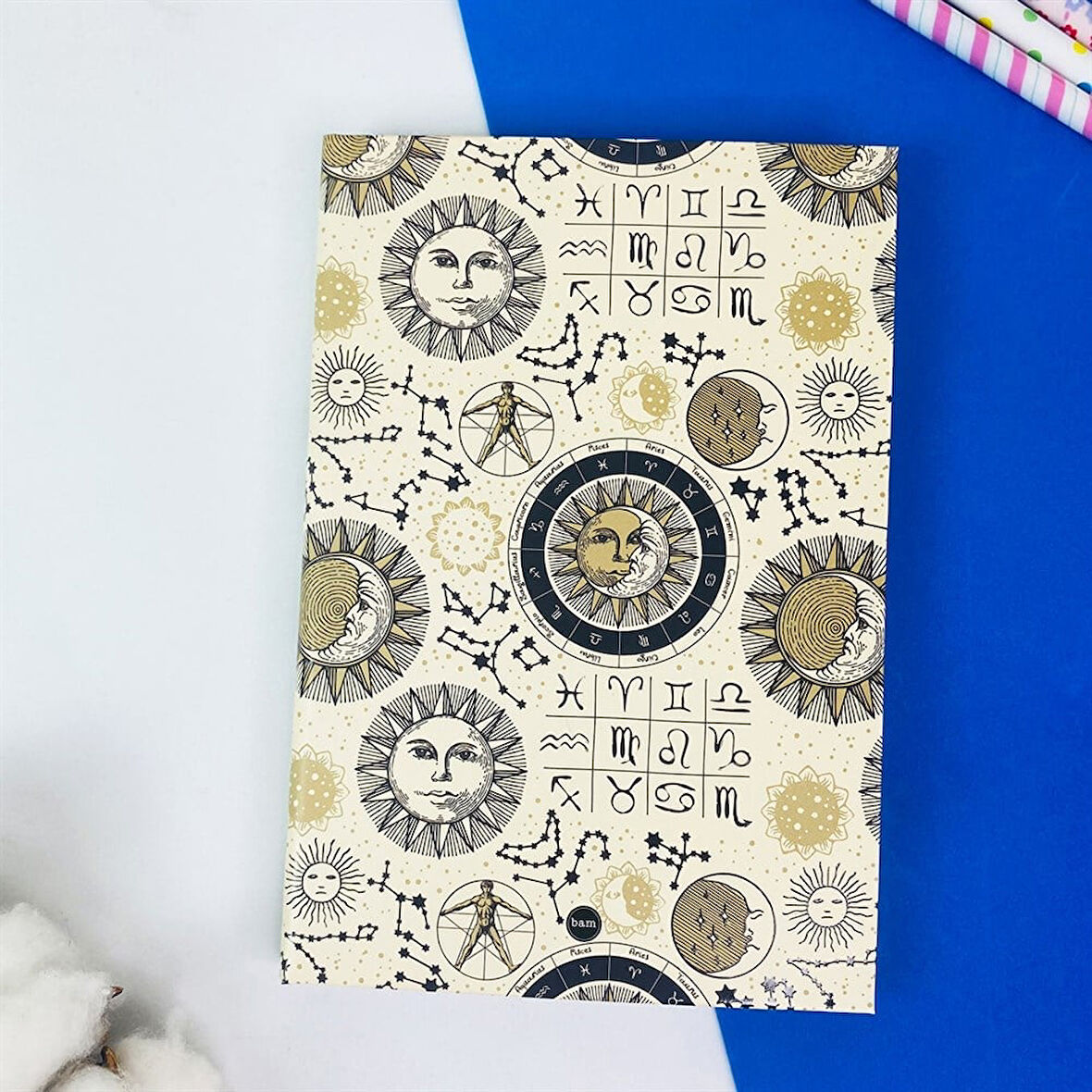Tarot Ay Ve Güneş Tasarımlı Lastikli Defter